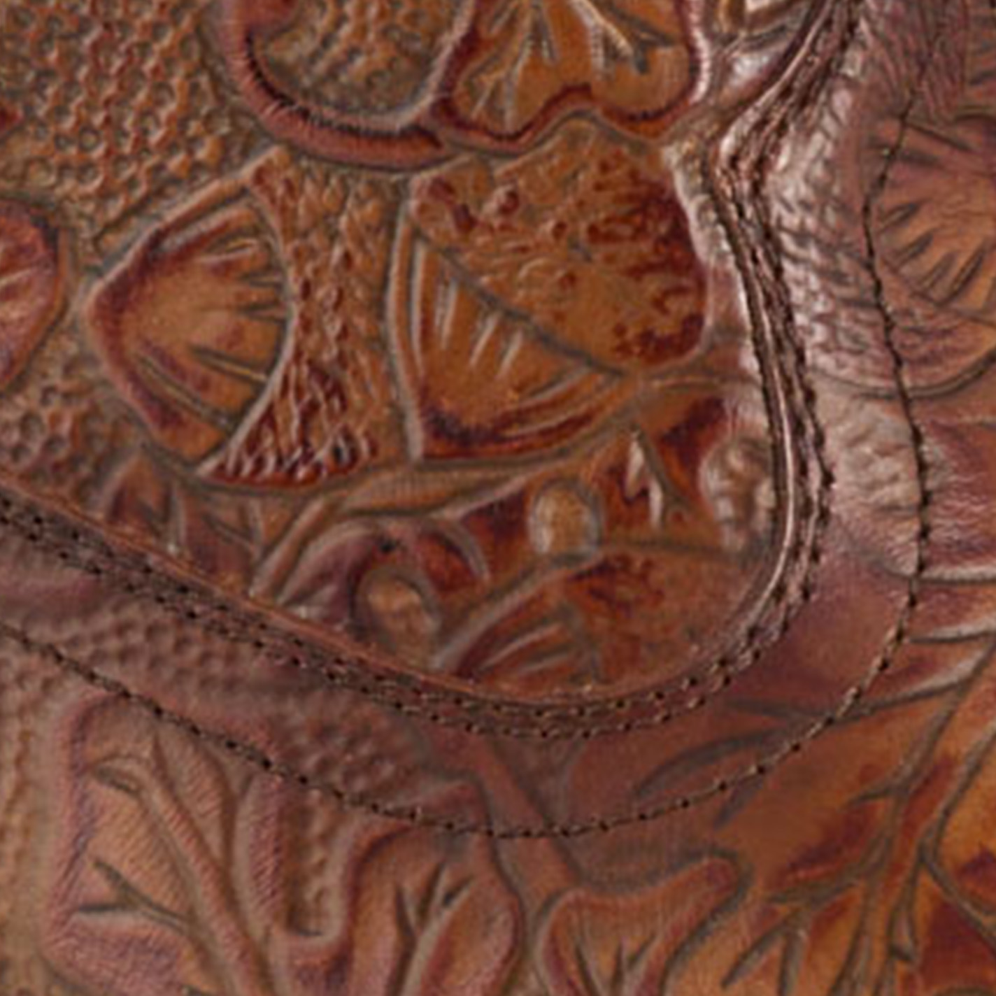 Rockin' C Women's Nut Brown Tooled Snip Toe Cowboy Boots - Image 1