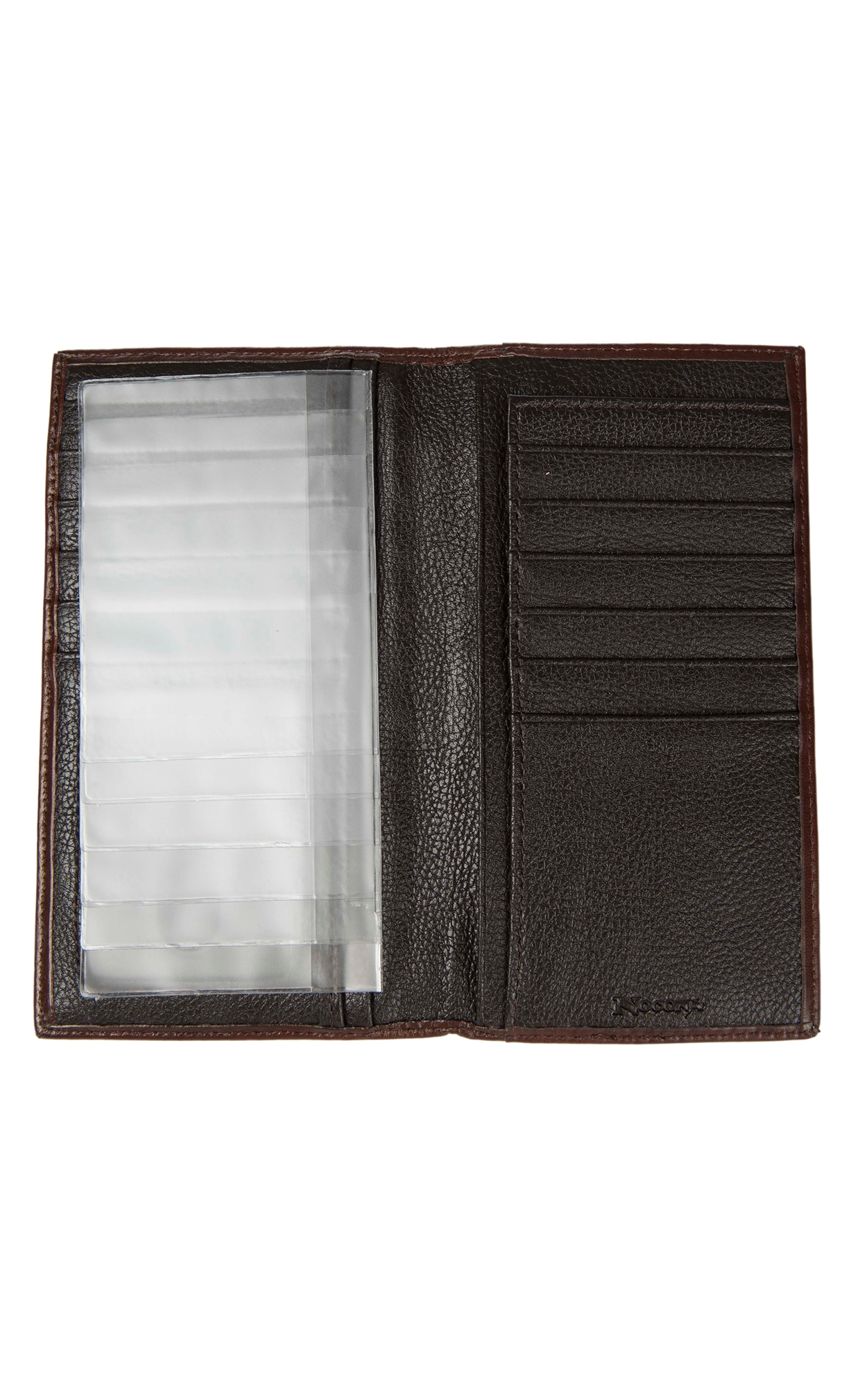 Nocona Brown & Ivory Tooled Overlay Rodeo Wallet / Checkbook Cover - Image 1