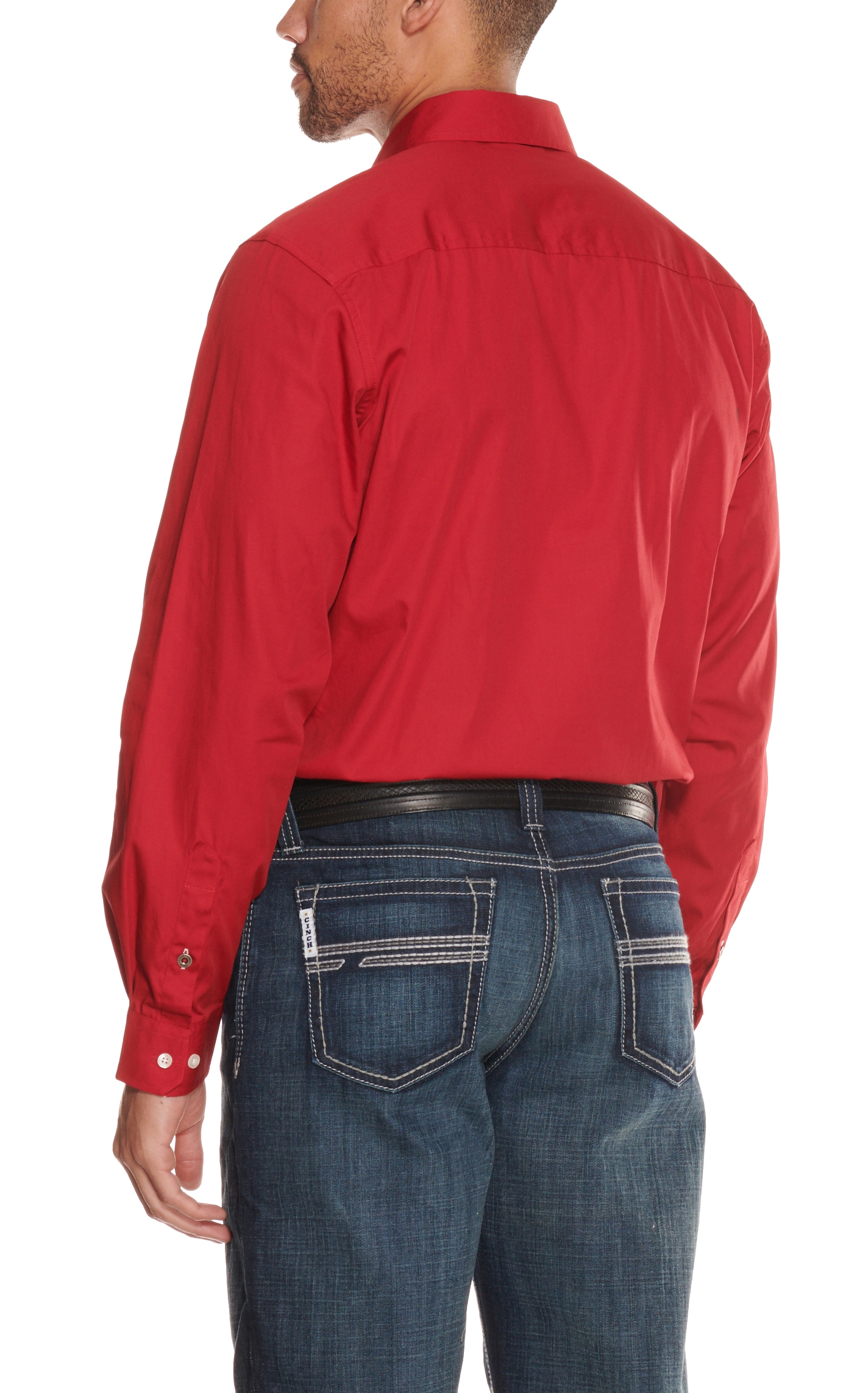Cinch Men's Solid Red Modern Fit Western Shirt - Image 1