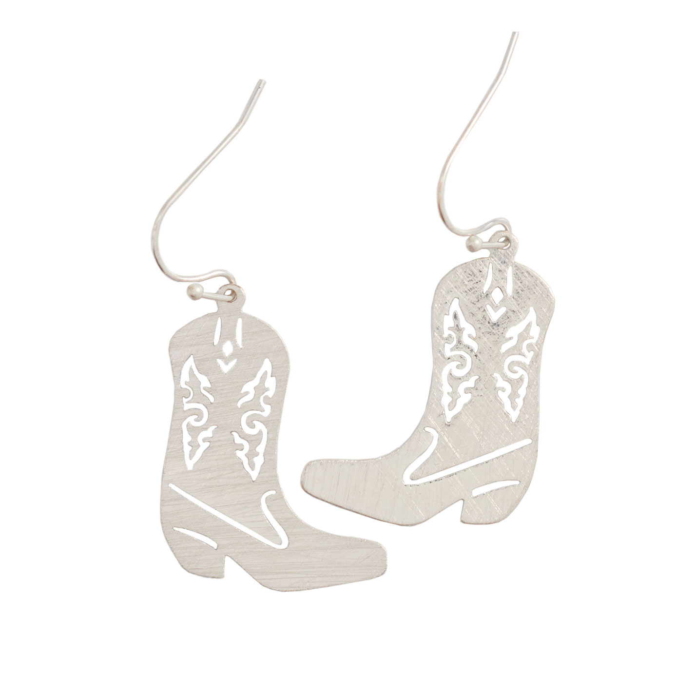 Silver Strike Silver Etched Boot Earrings - Image 1