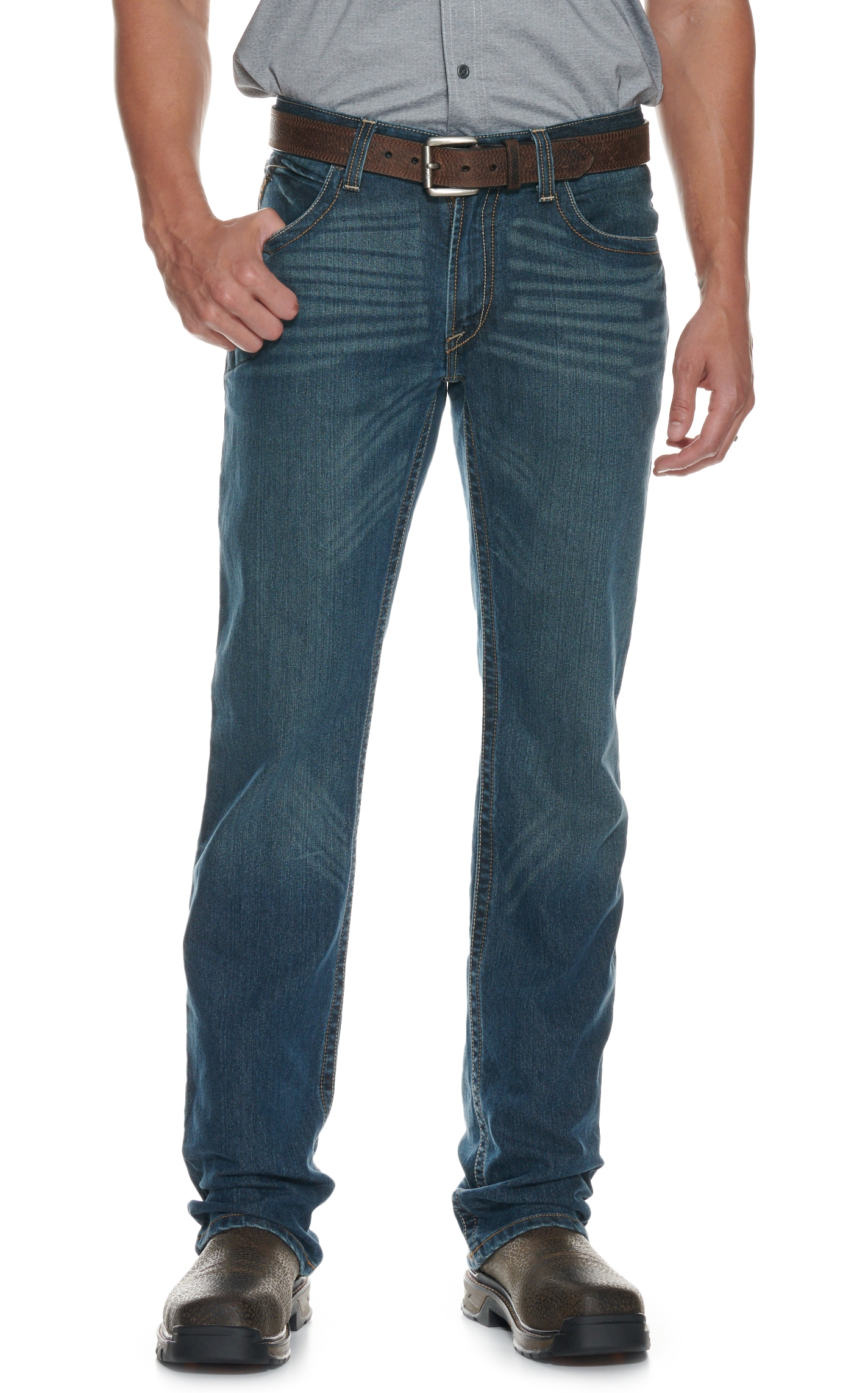 Ariat Men's Rebar M5 DuraStretch Edge Medium Wash Stackable Straight Leg Work Jean - Image 1