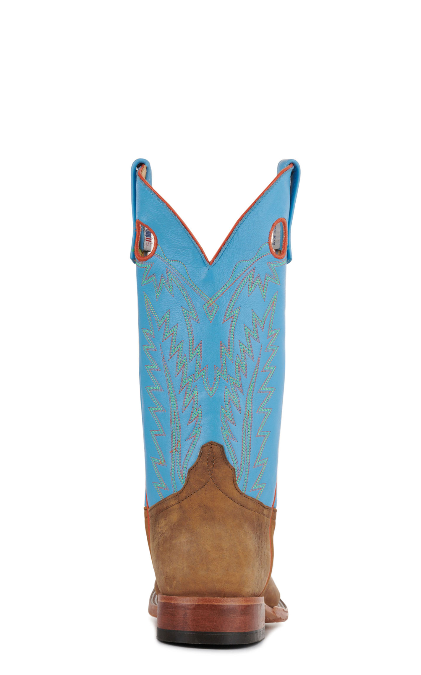 Anderson Bean Mens' Natural Brahma Bison and Blue Hybrid Square Toe Cowboy Boots - Image 1