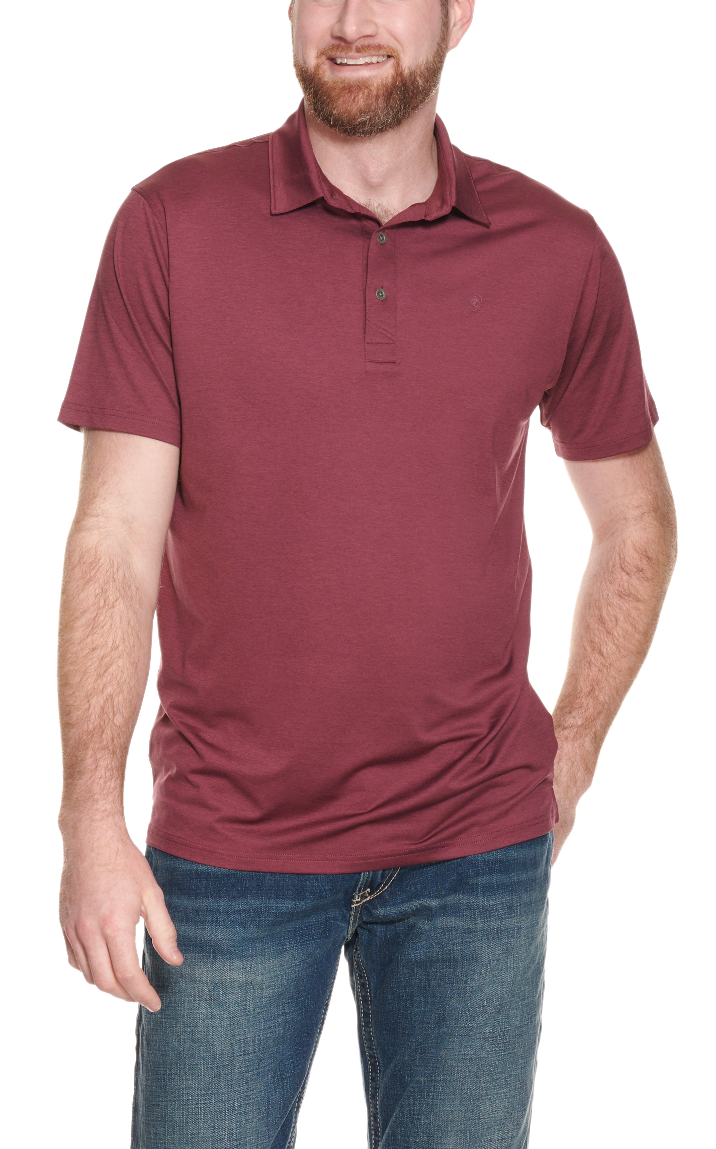 Ariat Men's Charger 2.0 Malbec Short Sleeves Fitted Polo Shirt - Image 1