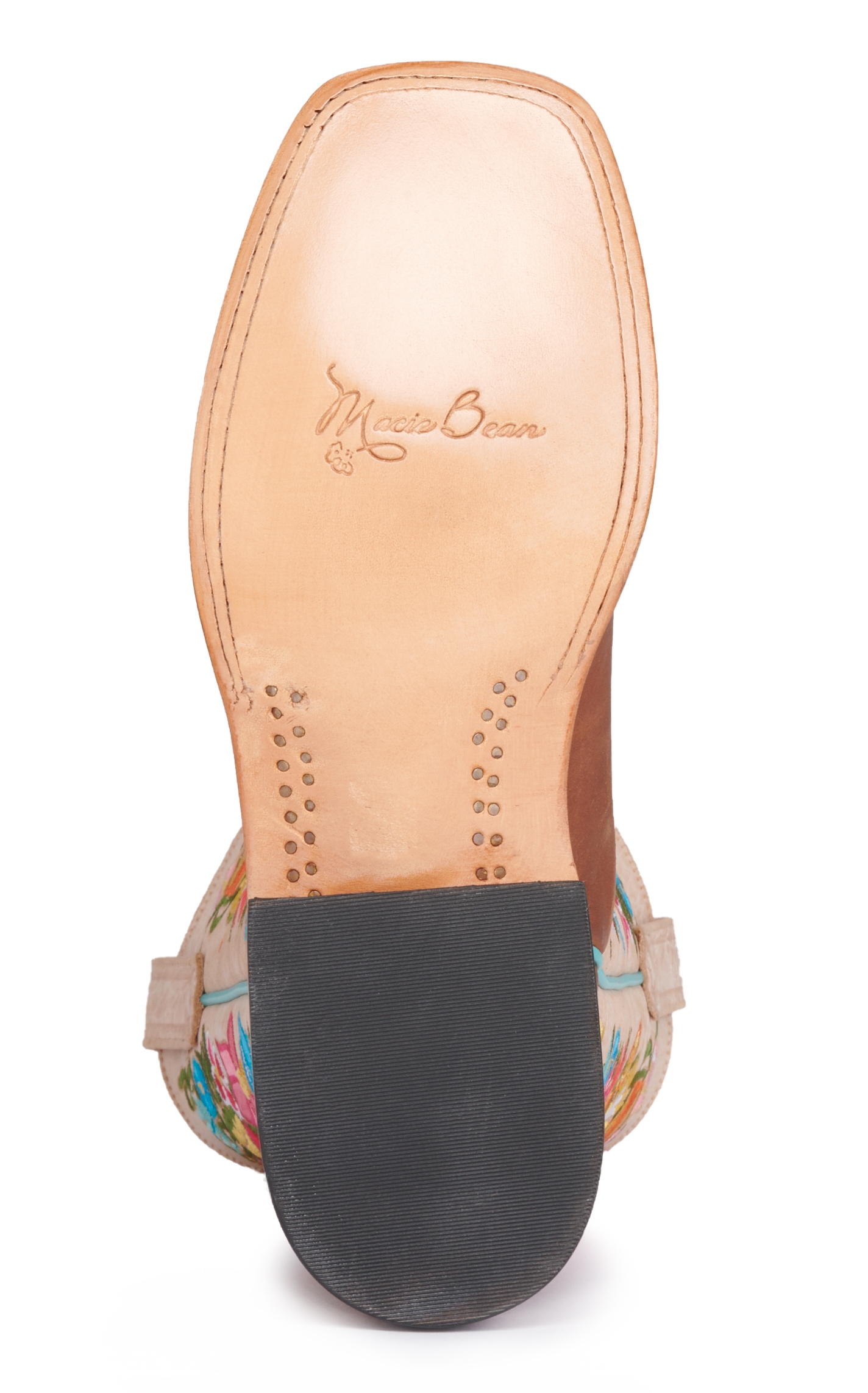 Anderson Bean Women's Macie Bean Cognac and Bone with Floral Embroidery Wide Square Toe Cowboy Boots - Image 1