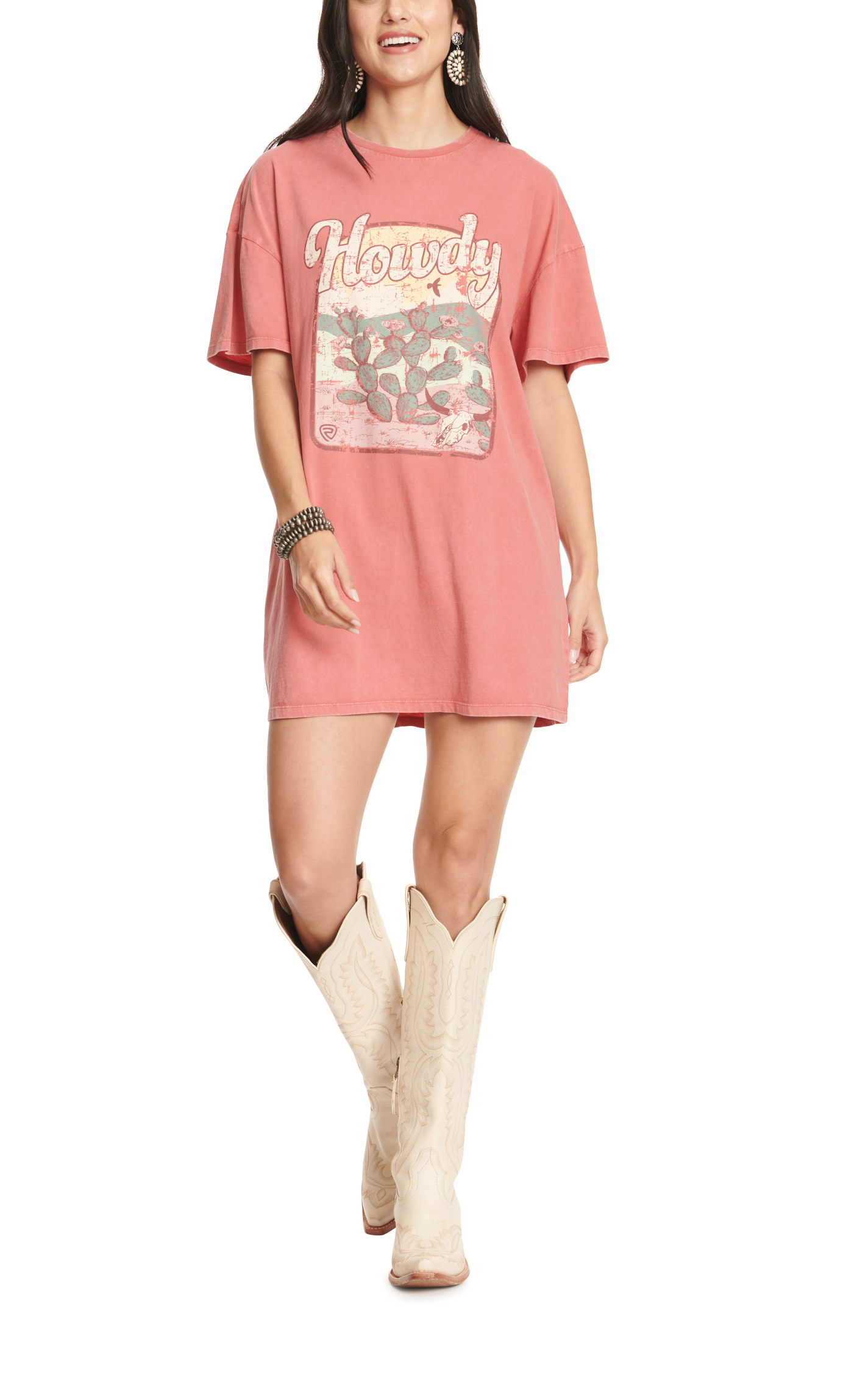 Rock & Roll Denim Women's Rosy Terracotta & Howdy Desert Graphic T-Shirt Dress - Image 1