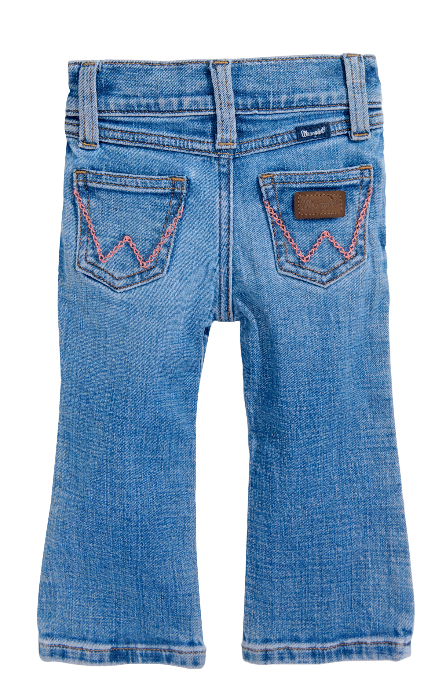 Wrangler Toddler Girl's Kacey Light Wash & Pink Embroidery Boot Cut Jeans - Image 1