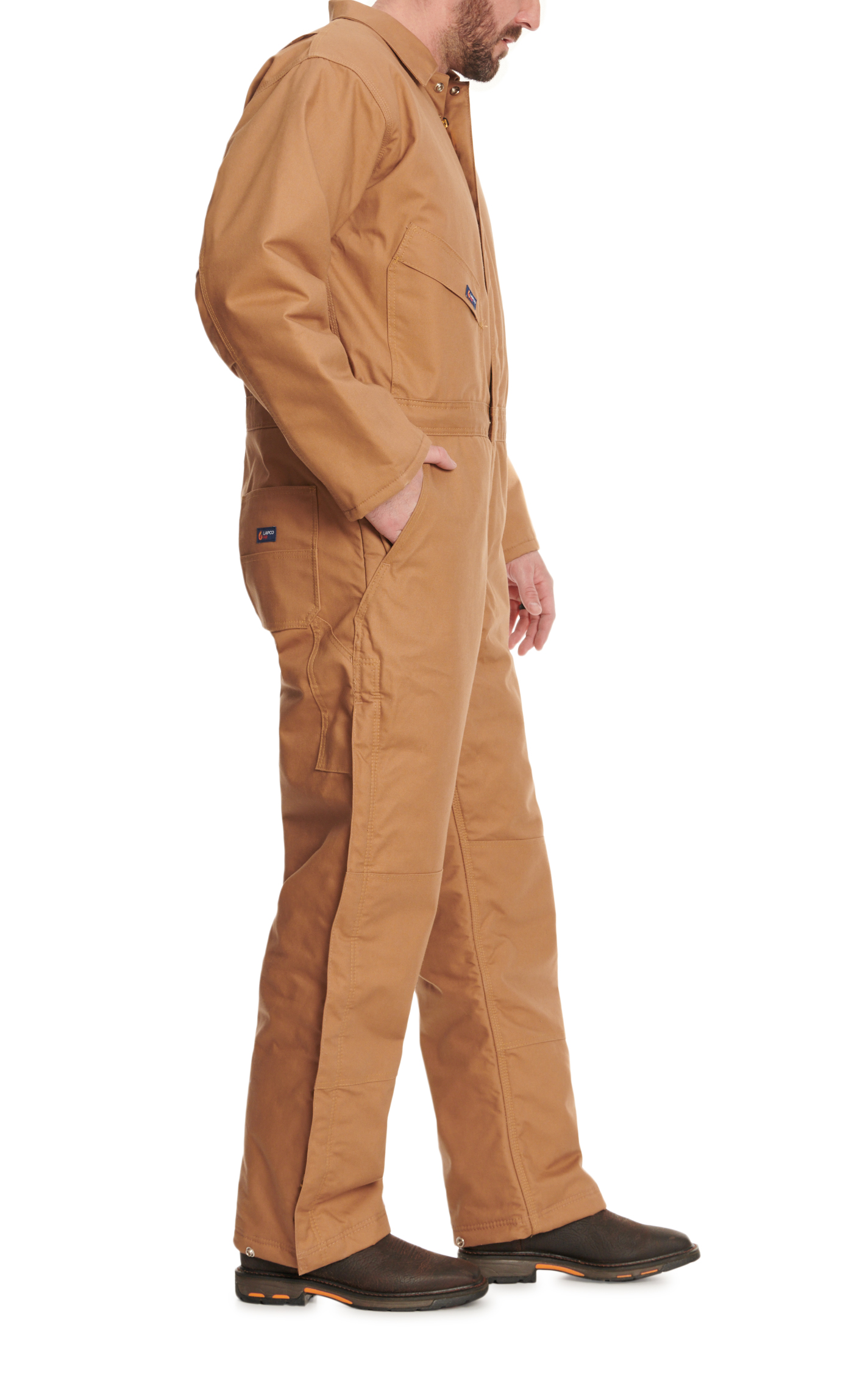 Lapco FR Cinnamon Brown 9 oz. Insulated Wind-Shielding Coveralls - Image 4