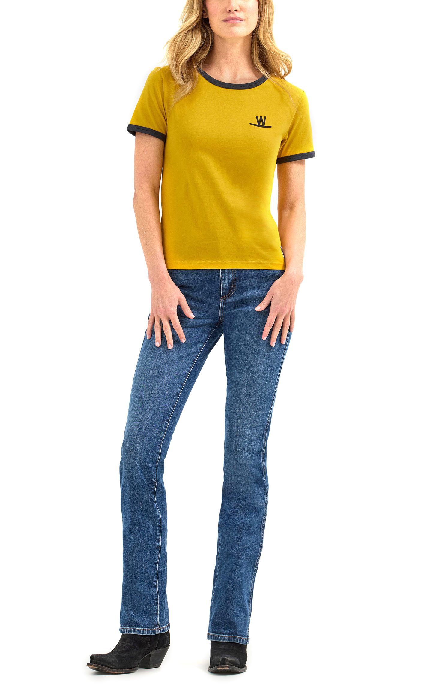 Wrangler & Lainey Wilson Women's Mustard Wilson Farms Graphic T-Shirt - Image 1