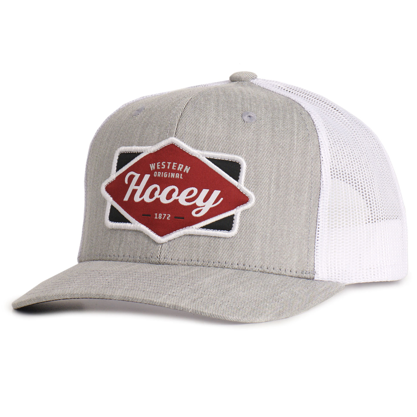 Hooey Diamond Patch Gray & White 6 Panel Semi Curved Bill Cap - Image 1