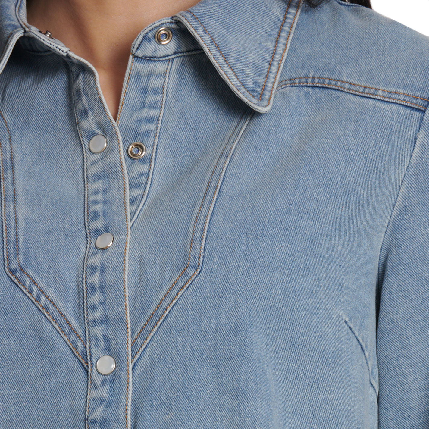 Rockin' C Women's Light Wash Denim Western Shirt Dress - Image 1