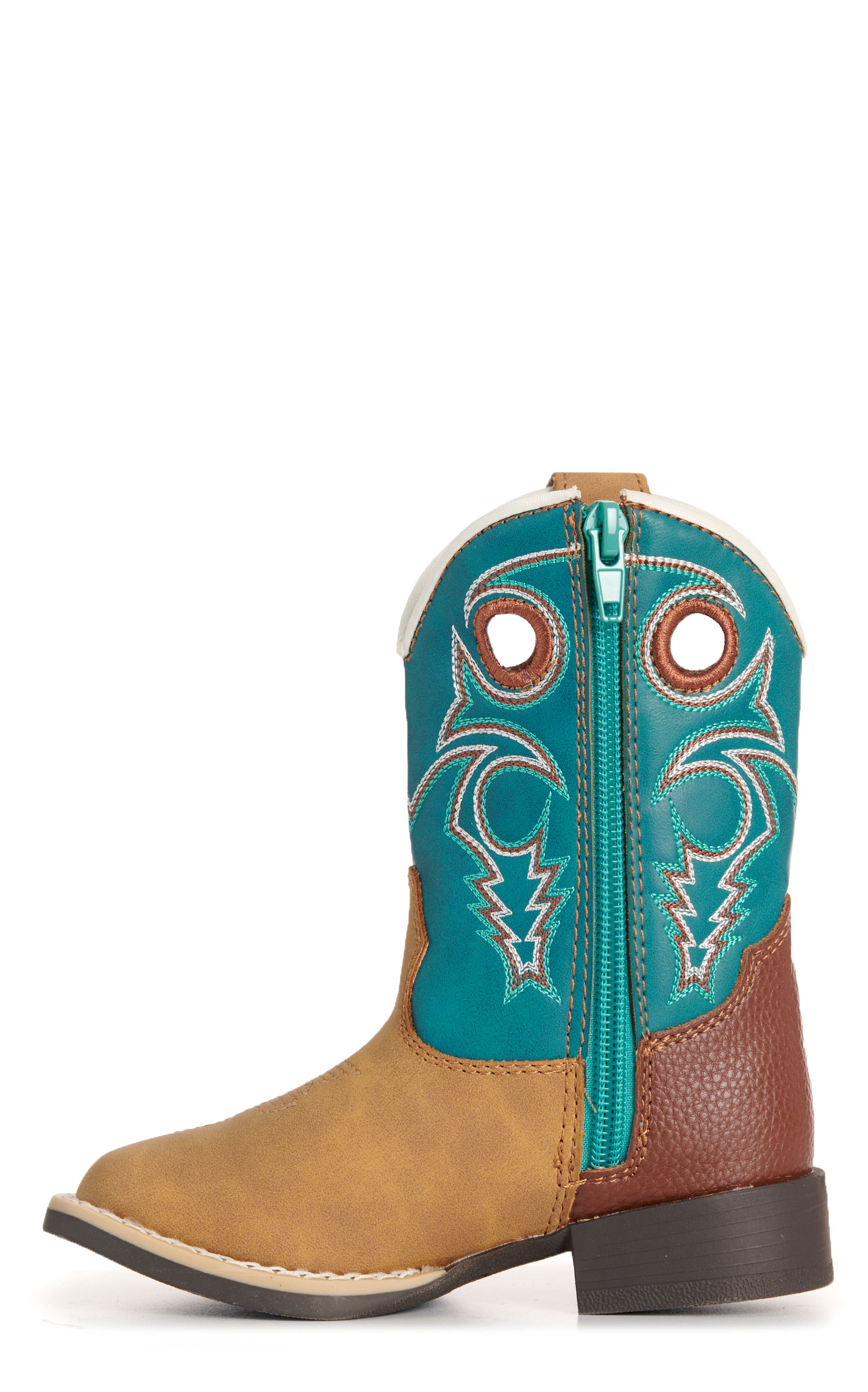 Twister Toddler Jensen Tan & Turquoise Square Toe Boots - Image 1