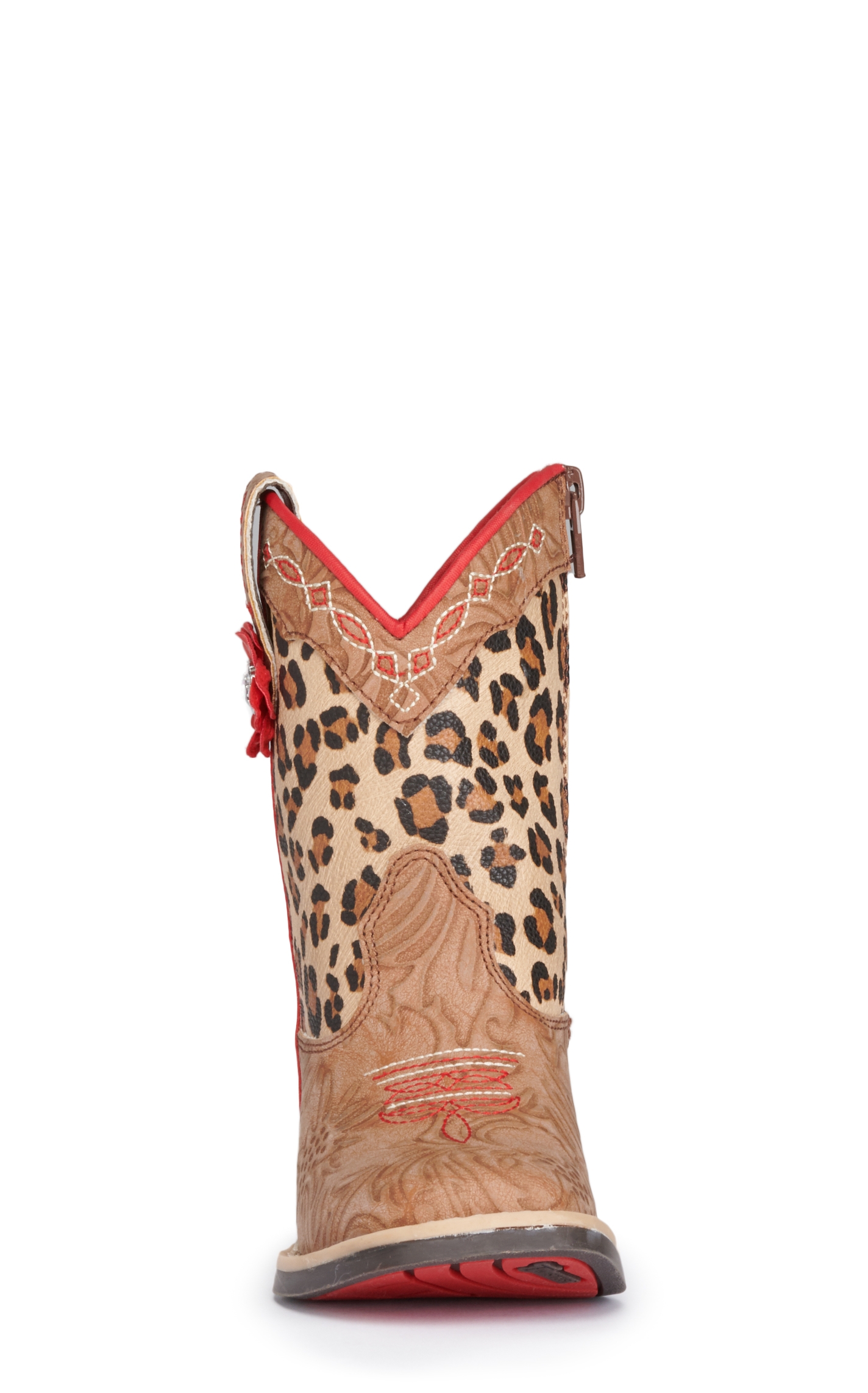 Twister Toddlers' Avery Tan Floral Embossed and Leopard Print Square Toe Cowboy Boots - Image 1