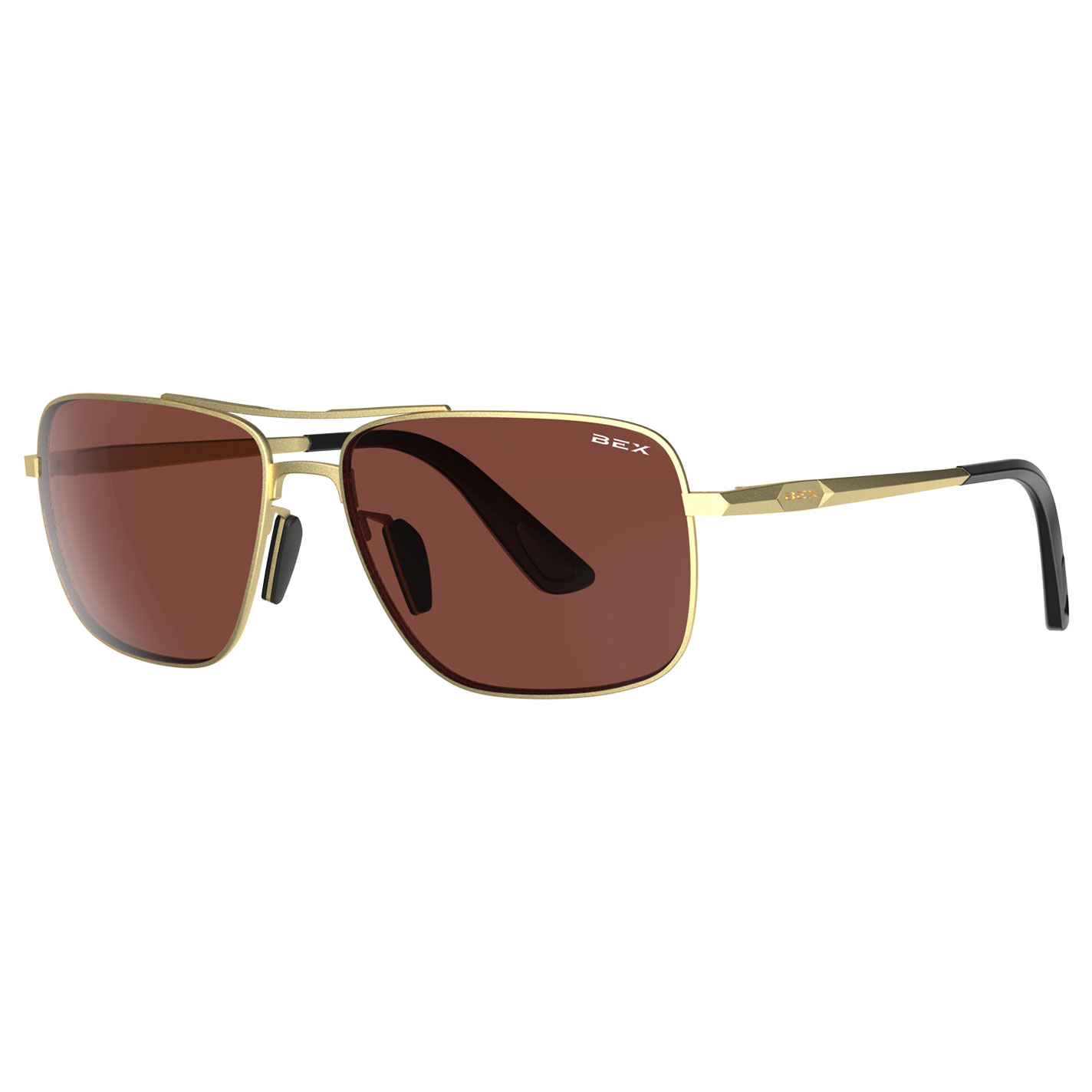 BEX Porter Matte Gold & Brown Aviator Sunglasses - Image 1