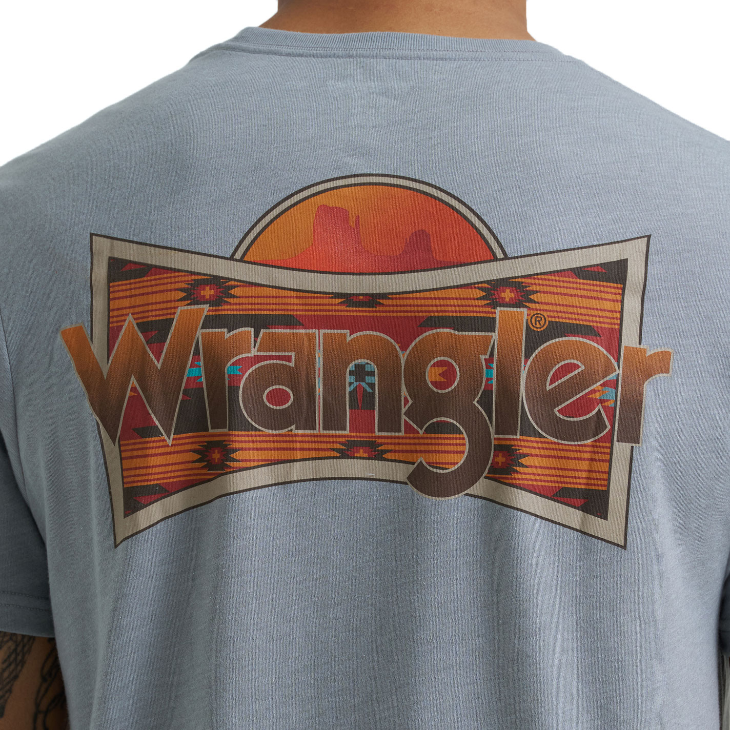 Wrangler Men's Gray Aztec Logo T-Shirt - Image 1