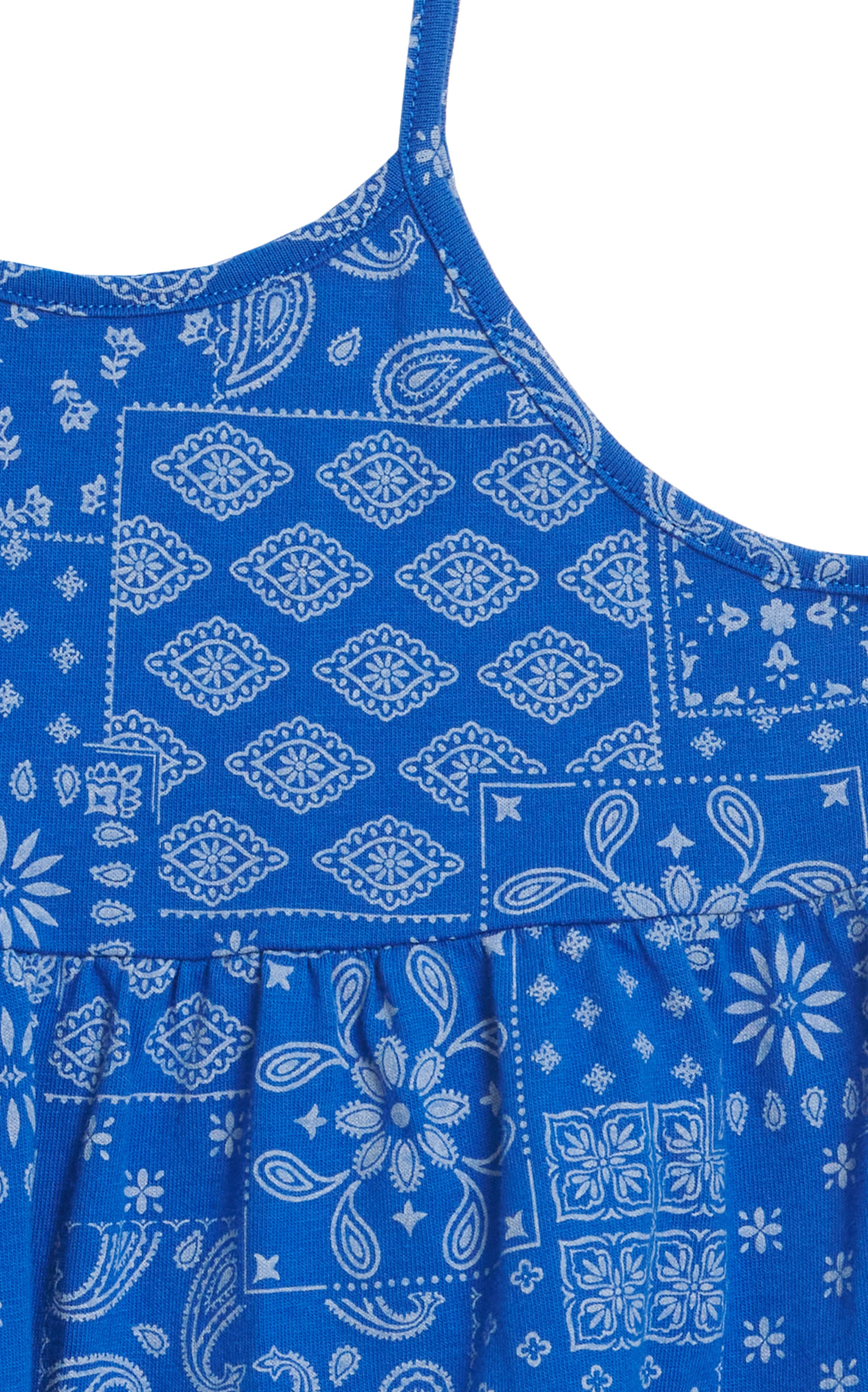 Wrangler Infant Girl's Royal Blue & Gray Bandana Patchwork Tiered Dress (Matching Diaper Cover) - Image 1