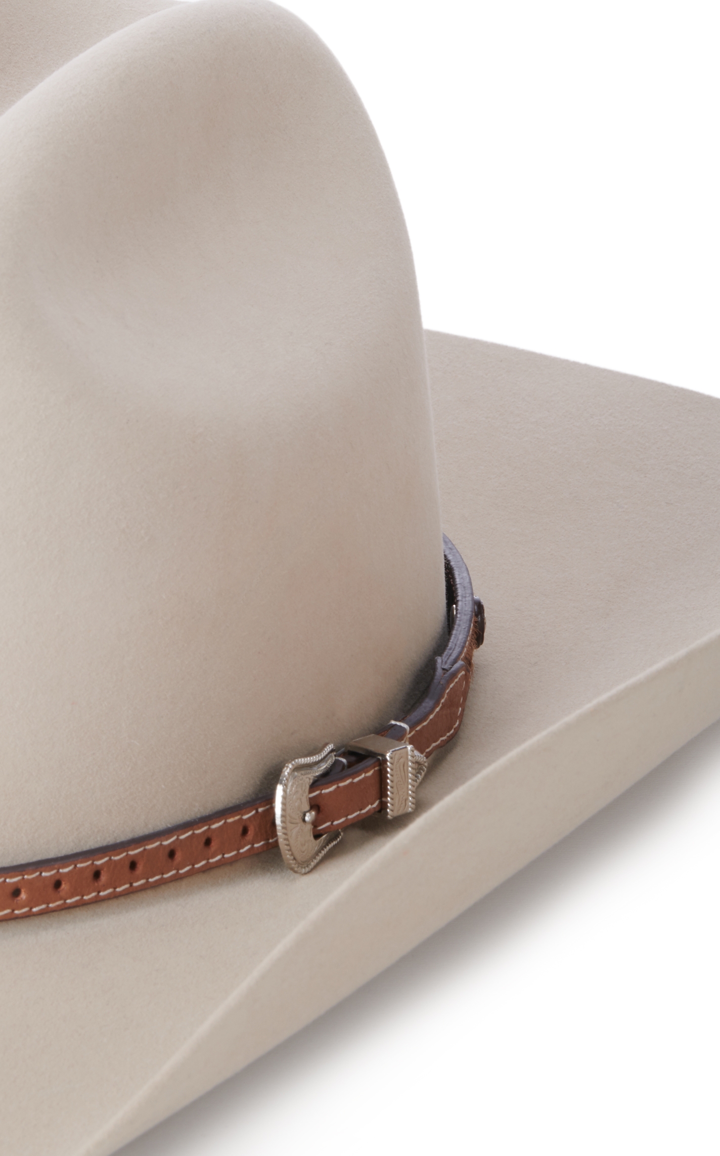 M & F Western Tan with Hair and Cross Conchos Leather Hatband - Image 1