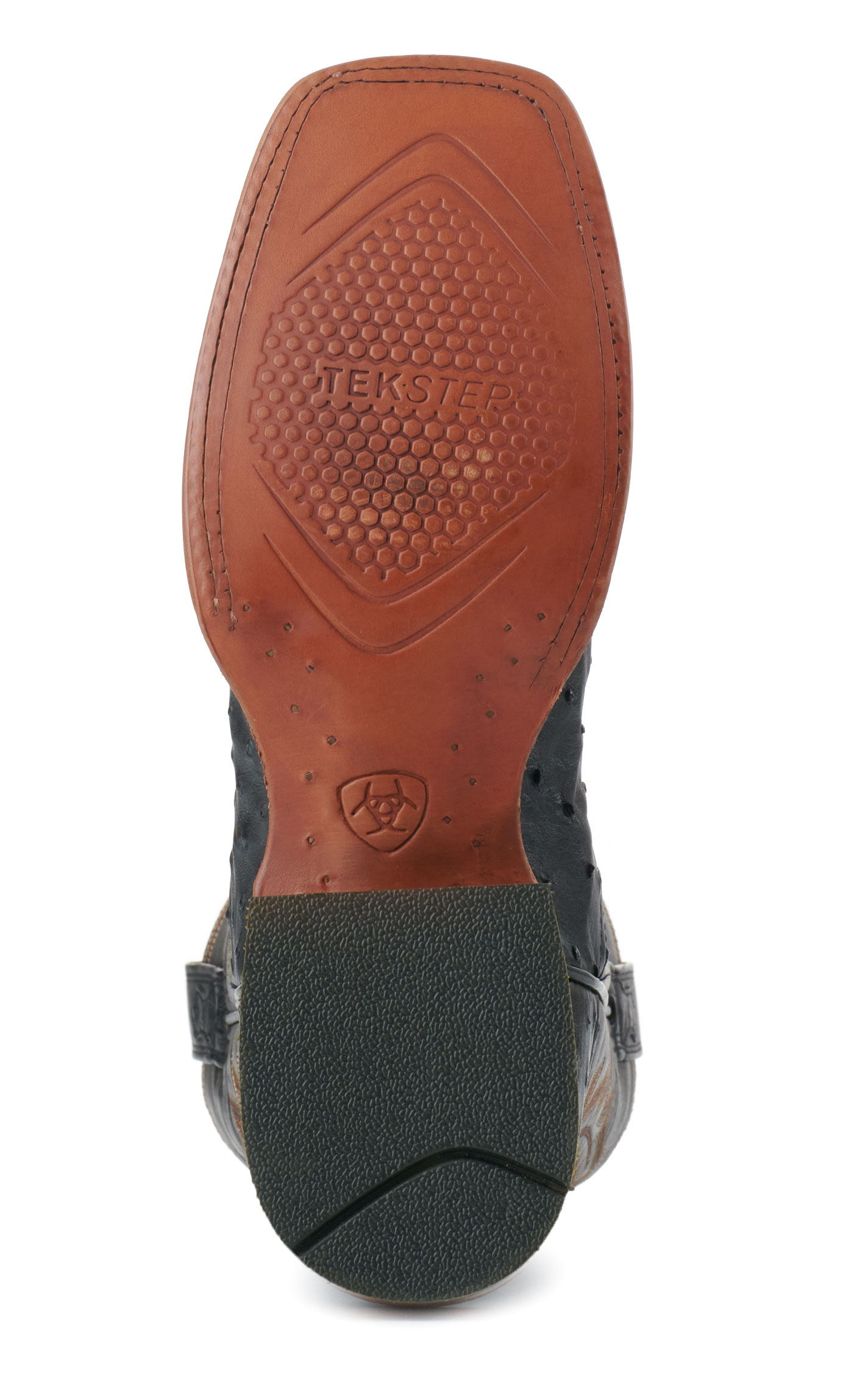 Ariat Men's Showboat Black TekStep Full Quill Ostrich Wide Square Toe Exotic Cowboy Boots - Image 1