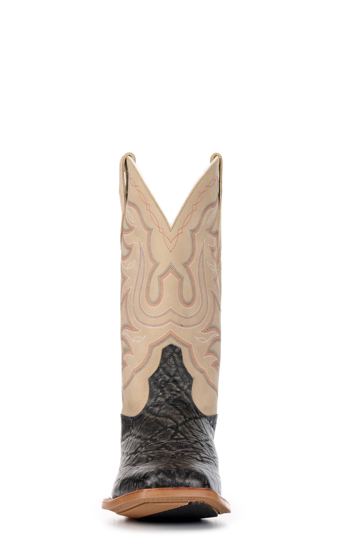 Cavender's Men's Intrepid Dark Gray Elephant Print and Light Gray Wide Square Toe Cowboy Boots - Image 1
