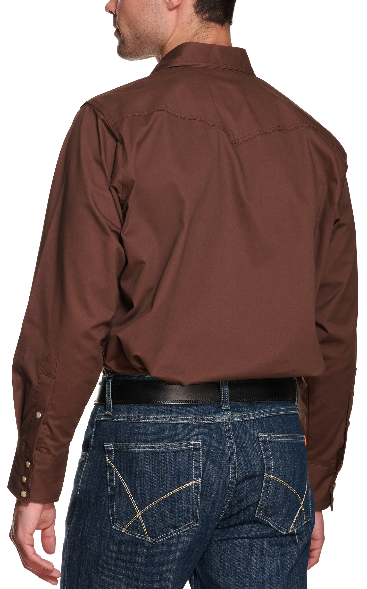 Cowboy Workwear WorkFlex Men's Chocolate Long Sleeve Work Shirt - Image 1