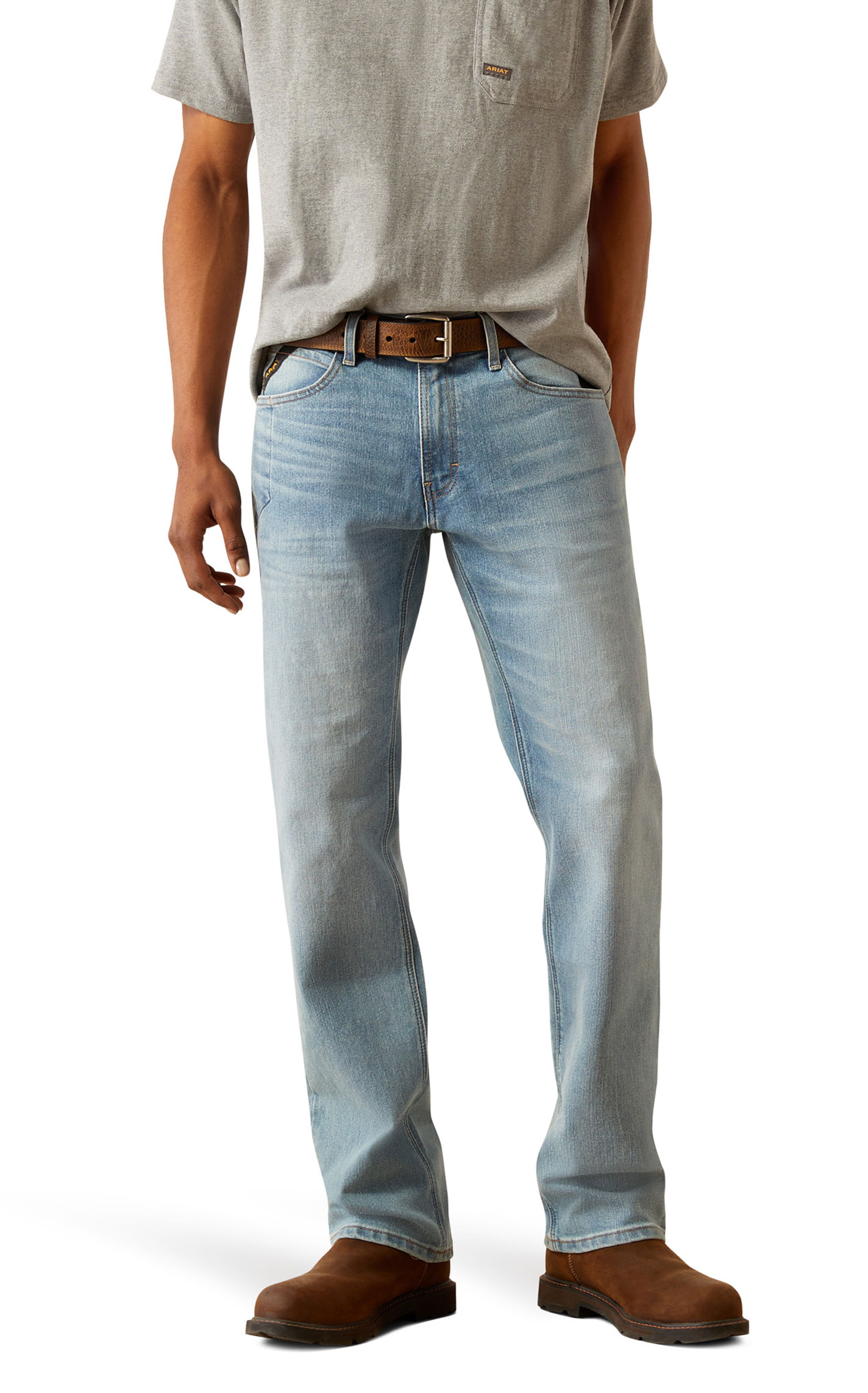 Ariat Men's M4 Shoreline Light Wash Straight Leg Jeans - Image 5