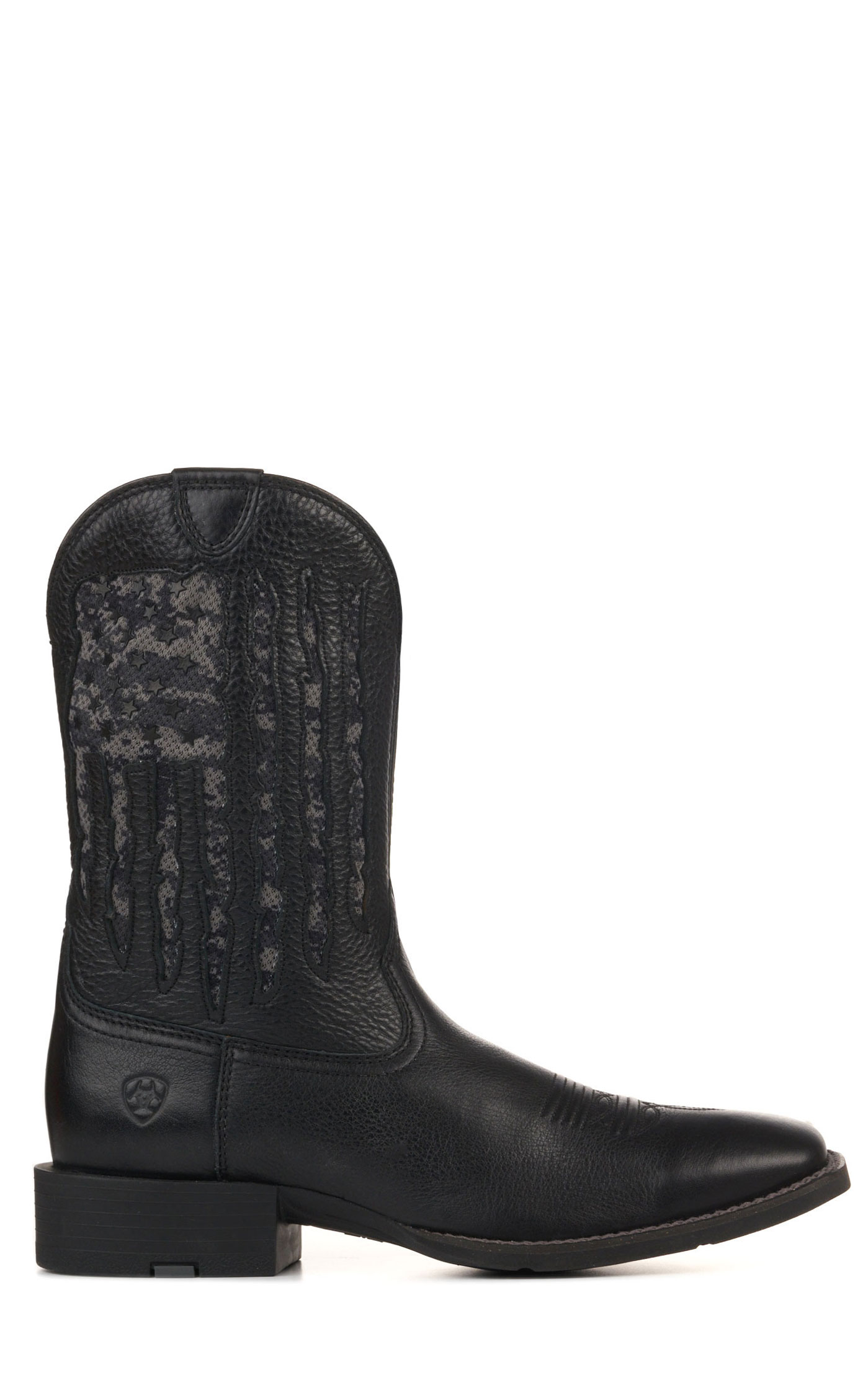 Ariat Men's Sport My Country Black and Black Camo Flag VentTEK Square Toe Cowboy Boot - Image 1