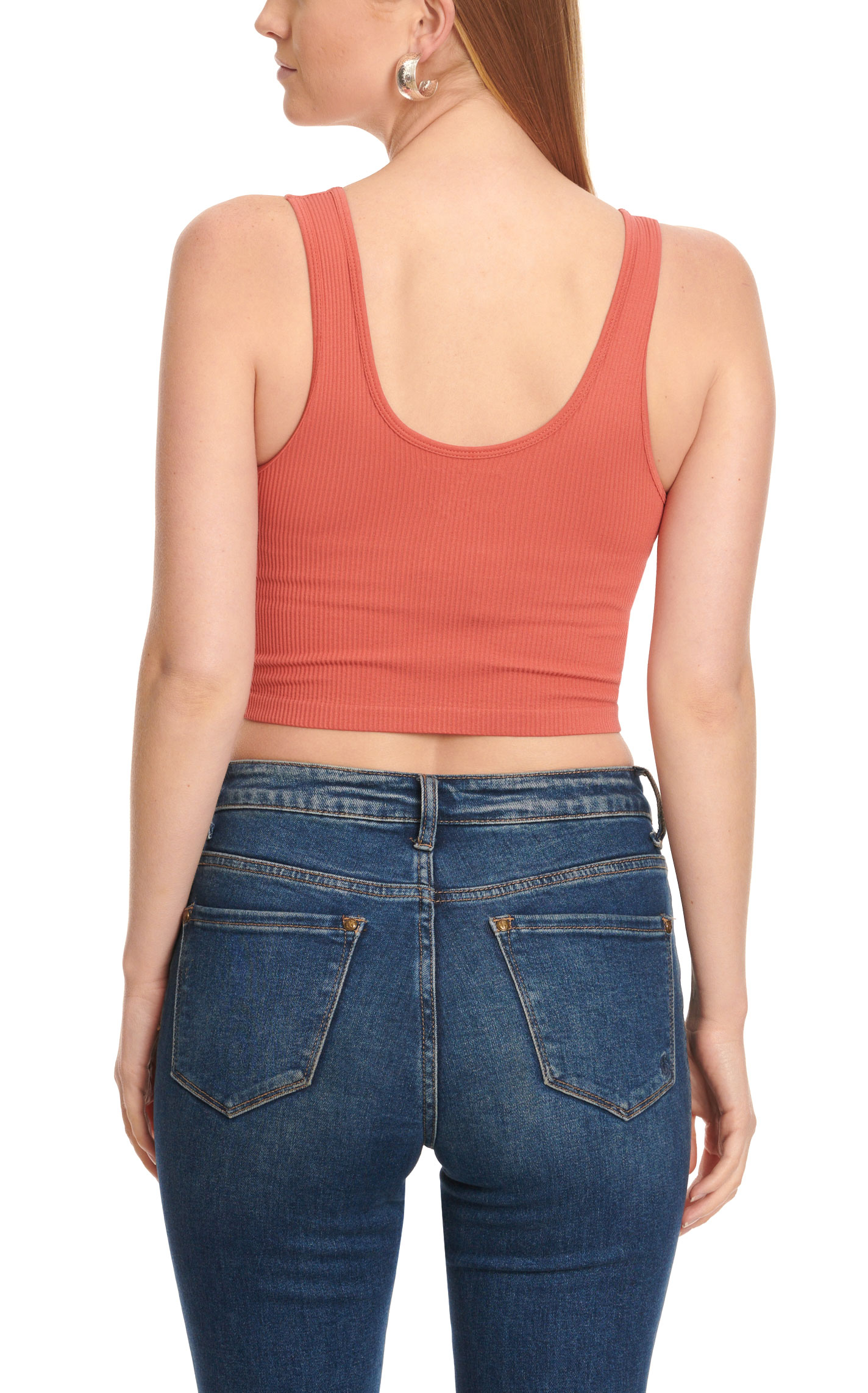 Suzette Collection Women's Brami Rosy Terracotta Ribbed V-Neck Cropped Cami-Tank - Image 1