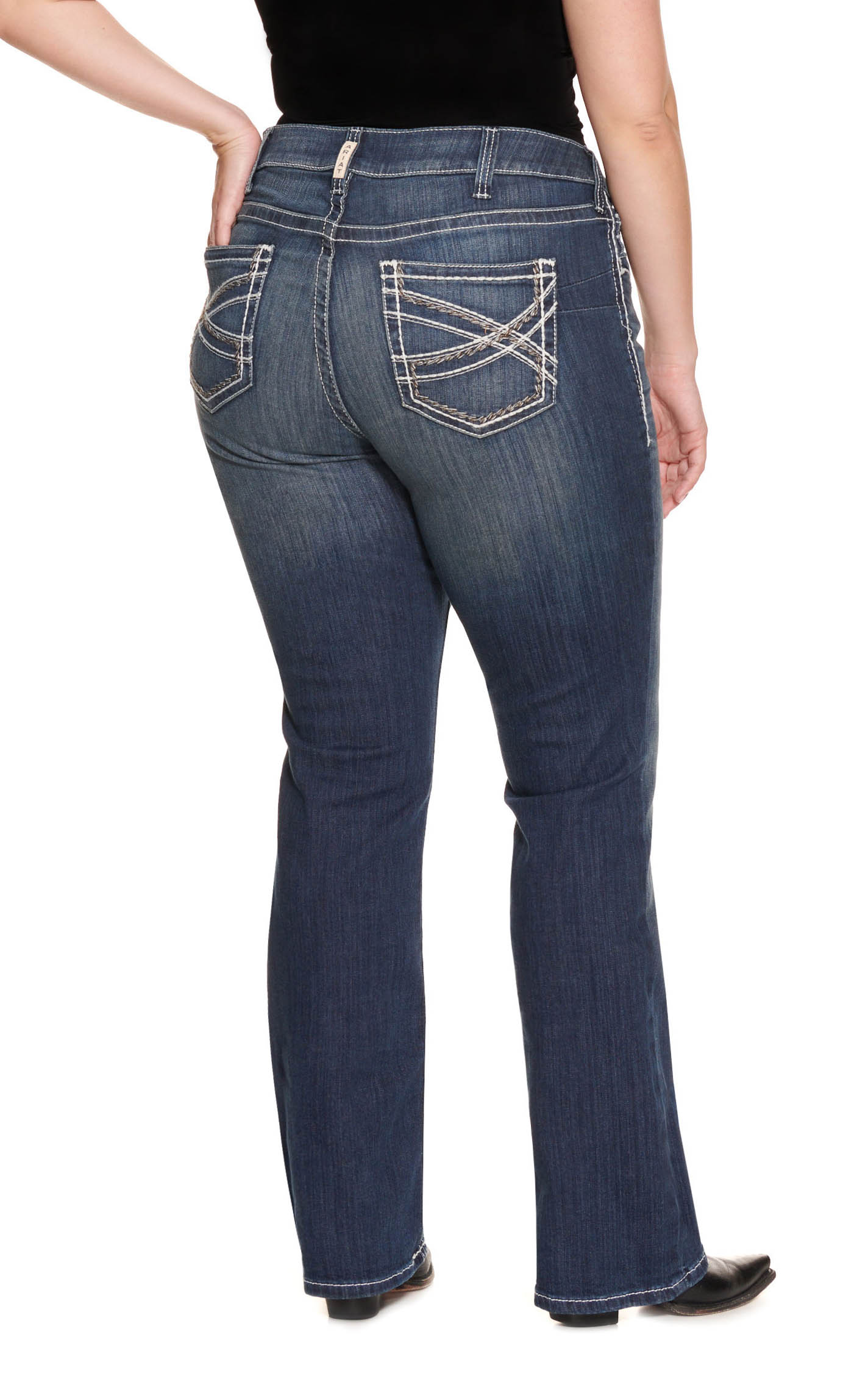 Ariat Women's REAL Entwined Boot Cut Medium Wash Jeans - Plus Sizes - Image 1