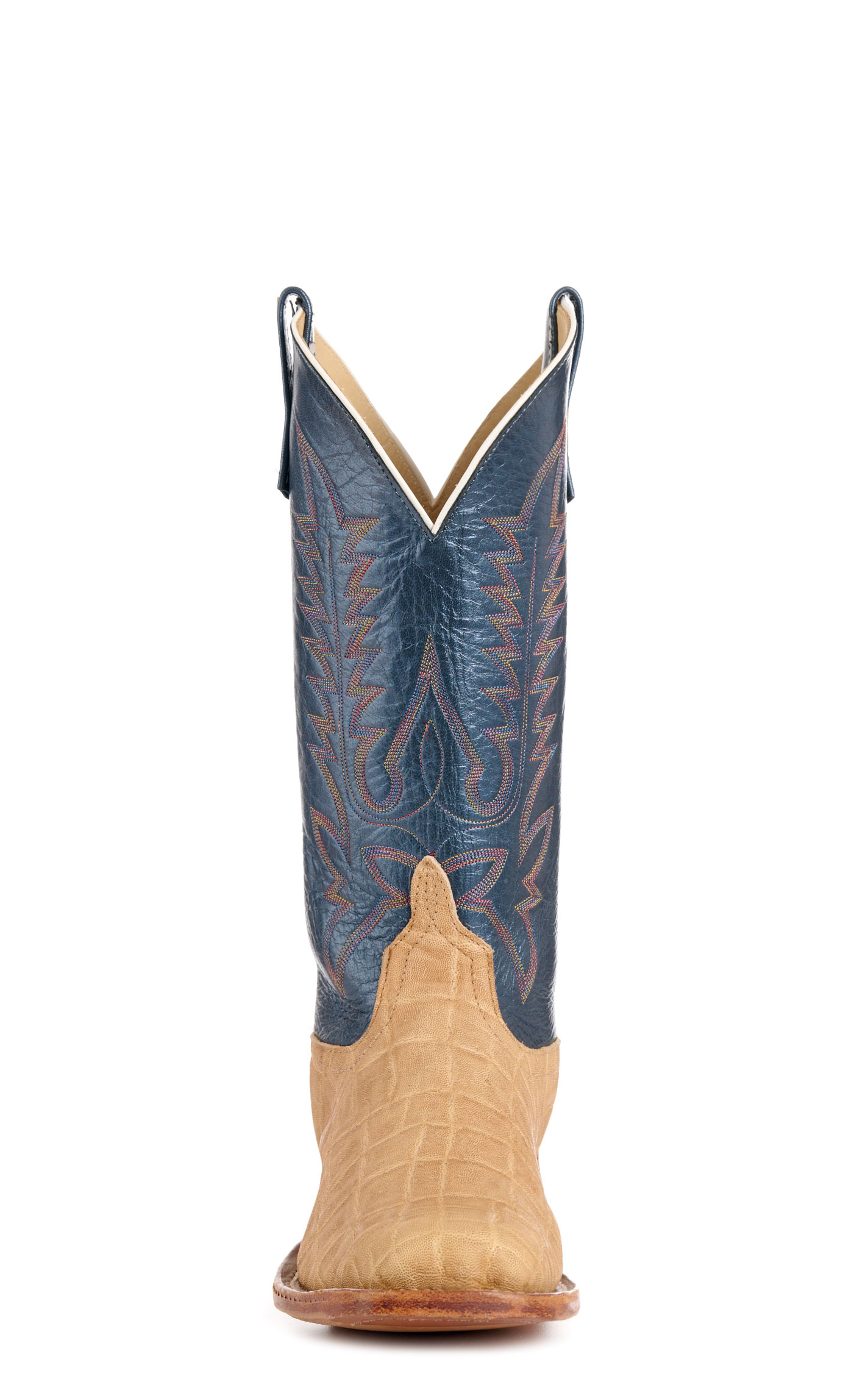 Anderson Bean Men's Regal Blue & Umber Elephant & Kidskin Cutter Toe Cowboy Boots - Image 1