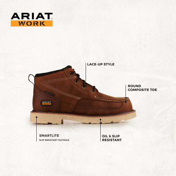 Ariat Men's Rebar Lift Distressed Brown Round Composite Toe Chukka Work Boot - Image 1