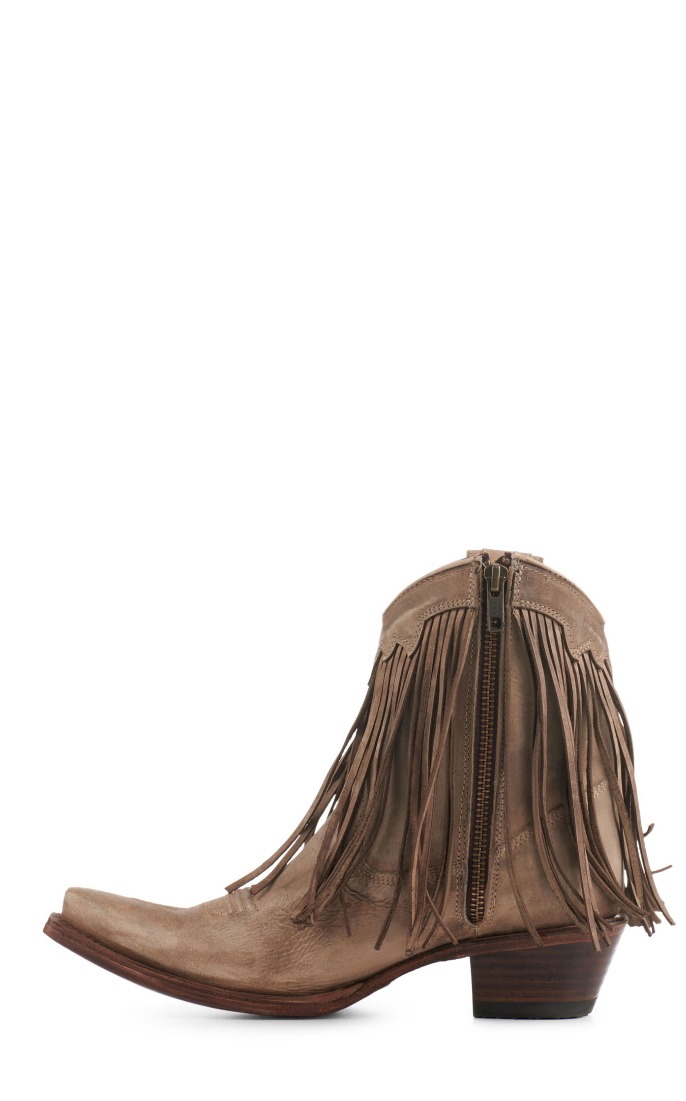 Circle G by Corral Women's Sand with Fringe Snip Toe Booties - Image 1