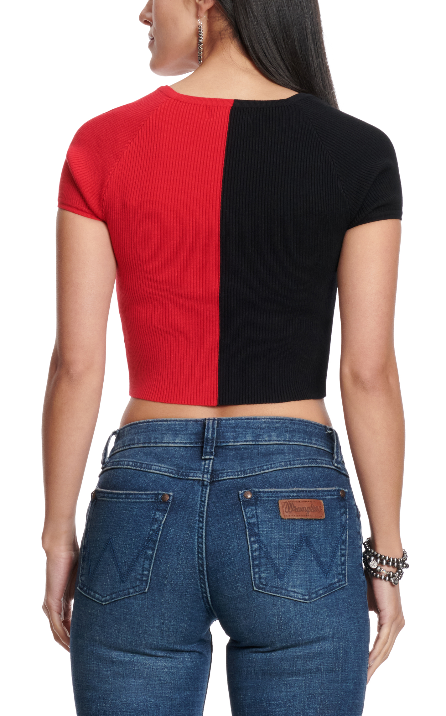 Peach Love Women's Red & Black Block Cropped Top - Image 1