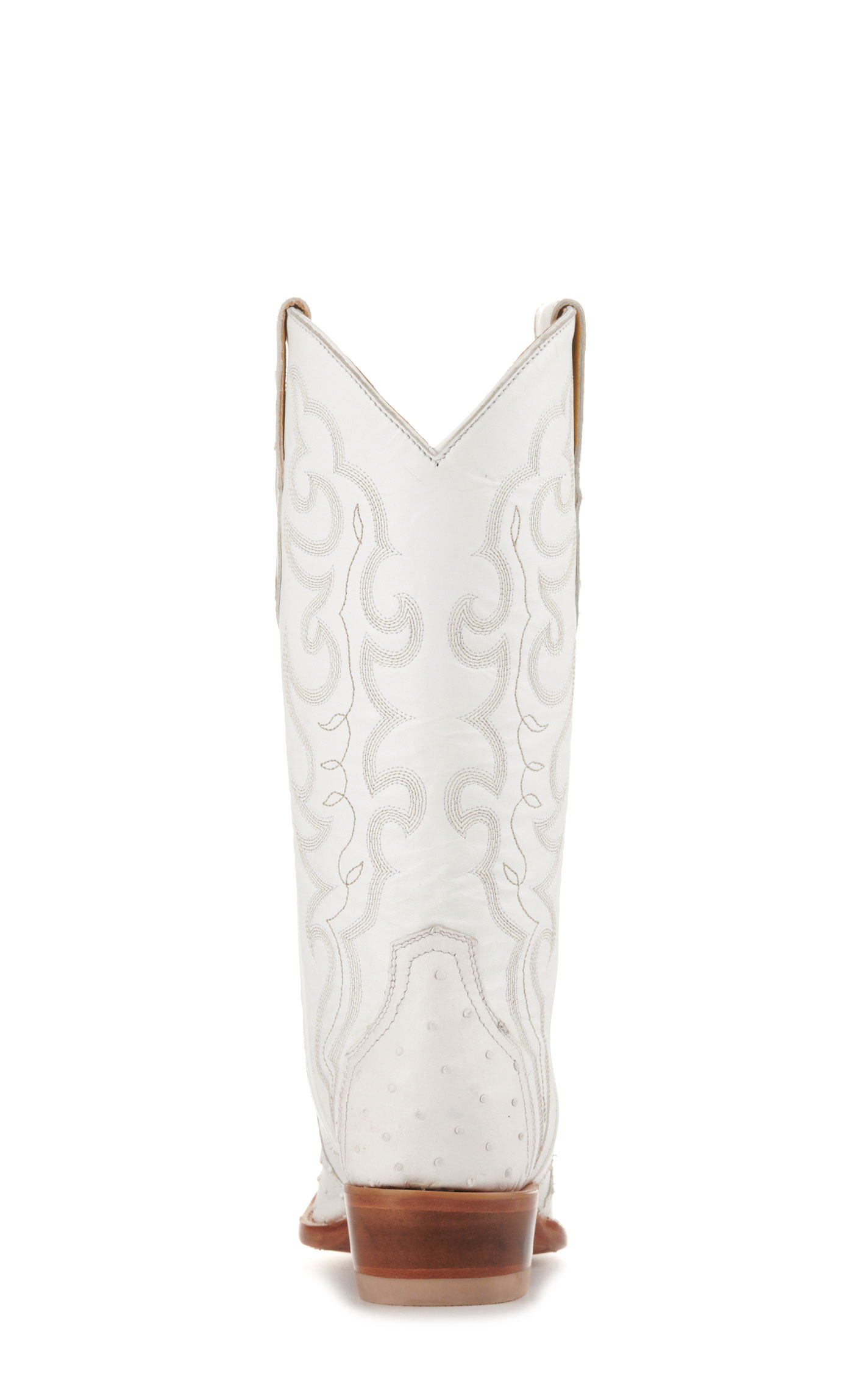 Cavender’s Women’s Full Quill Ostrich White Exotic Snip Toe Cowboy Boots  - Image 1