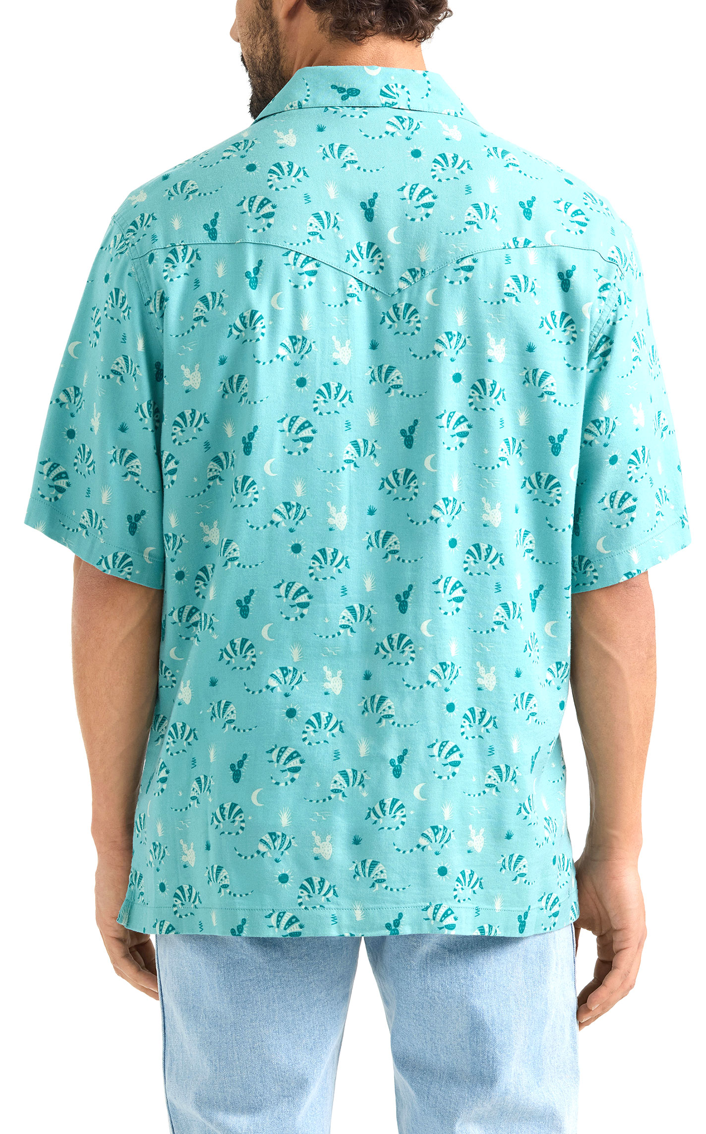 Wrangler Men's Coconut Cowboy Turquoise Hawaiian Shirt - Image 1