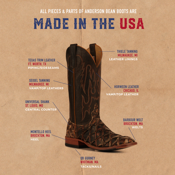 Anderson Bean Men's Black and Rusty Brown Big Bass Wide Square Toe Exotic Cowboy Boot - Image 1