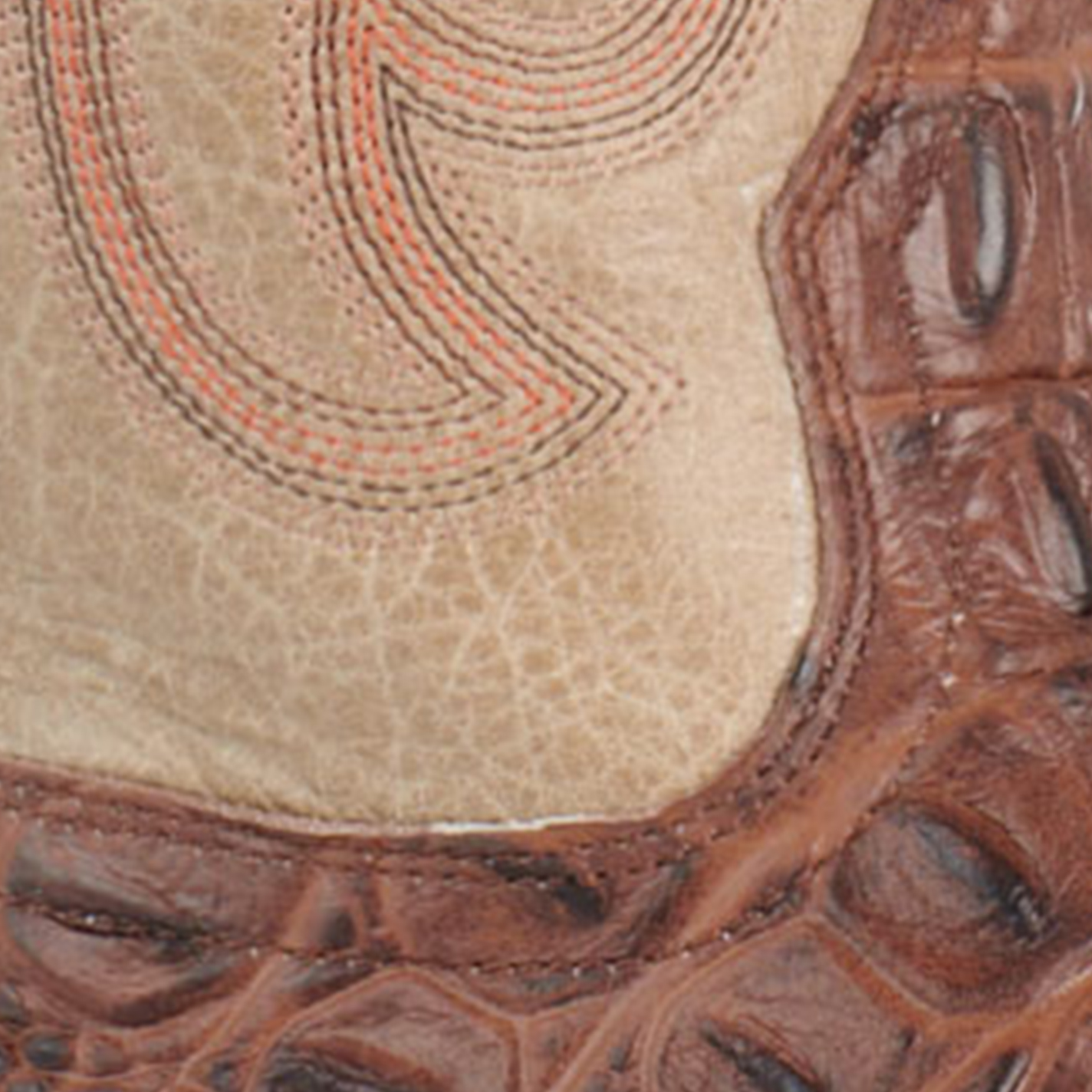 Cavender's Men's Intrepid Antique Cognac Hornback Alligator Print and Bone Wide Square Toe Cowboy Boots - Image 1