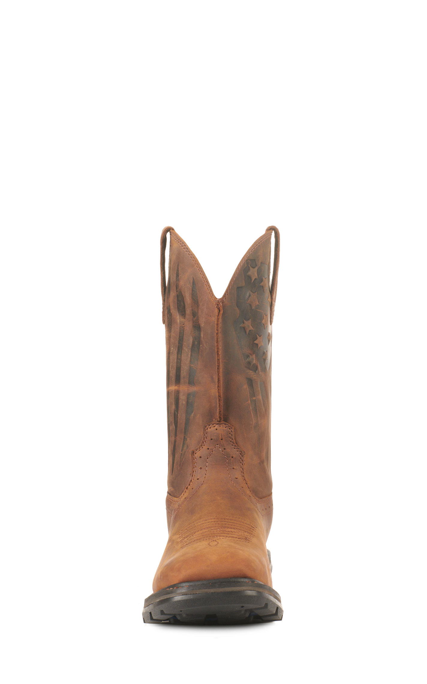 Ariat Men's Sierra Shock Shield Patriot Distressed Brown American Flag Square Toe Work Boots - Image 1