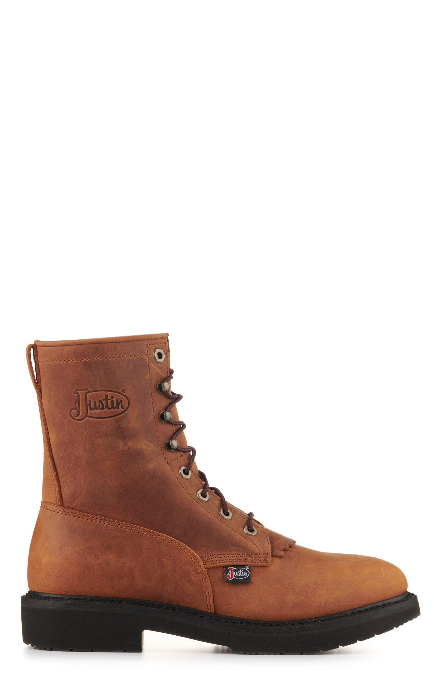 Justin Men's Livestock Aged Brown Soft Round Toe Lace Up Work Boot - Image 1