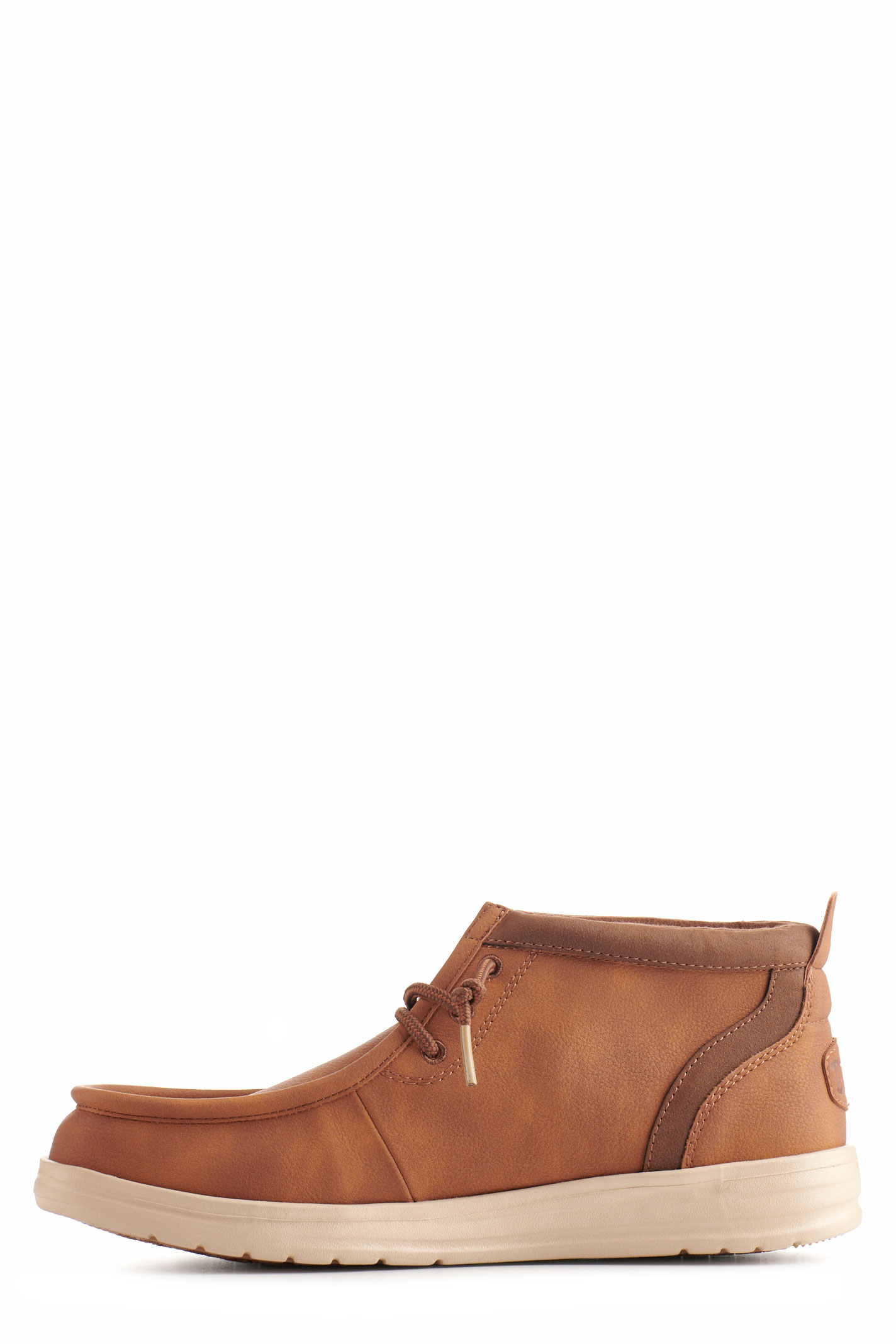 Hey Dude Men's Wally Cognac and Tan Faux Leather Moc Toe Shoes - Image 1