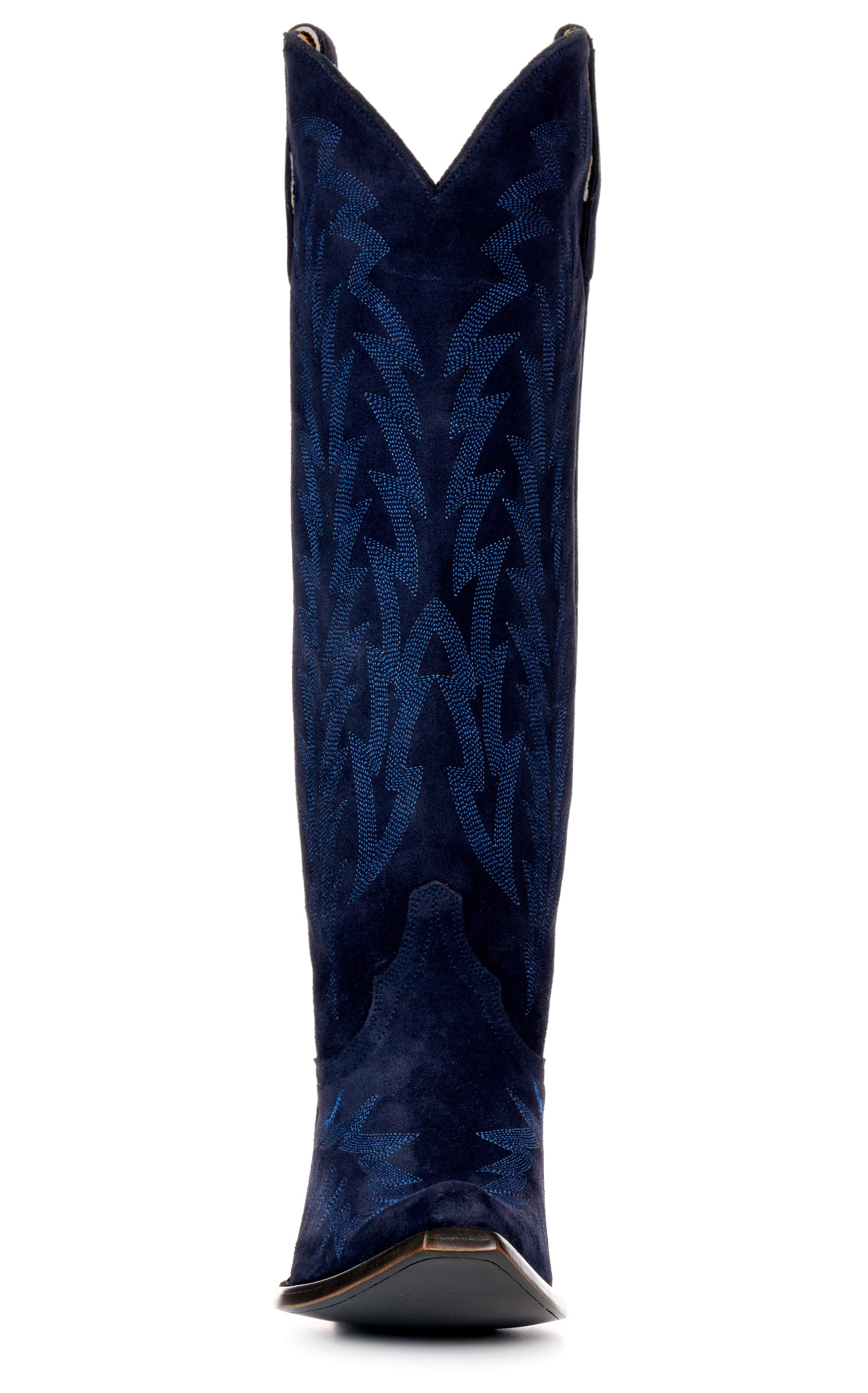 JRC & Sons Ladies’ Indigo Nancy Suede Leather Tall Snip Toe Cowboy Boots - Image 1