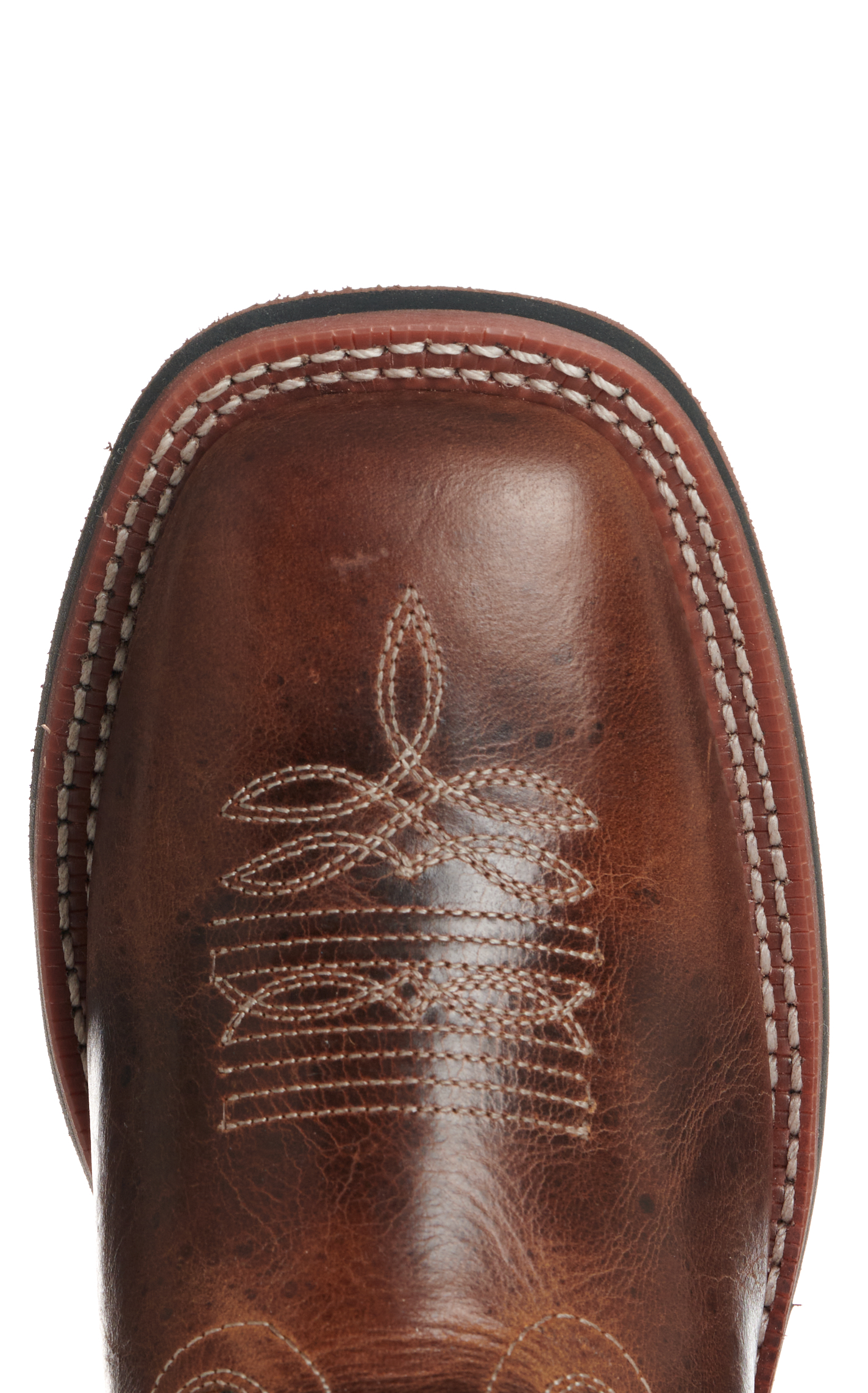 Laredo Women’s Darla Distressed Brown and Sky Blue Wide Square Toe Cowboy Boots - Image 1