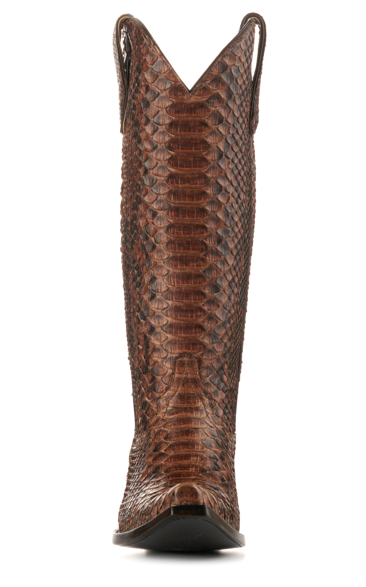 Cavender's Women's Brown Python Snip Toe Exotic Cowboy Boots - Image 1