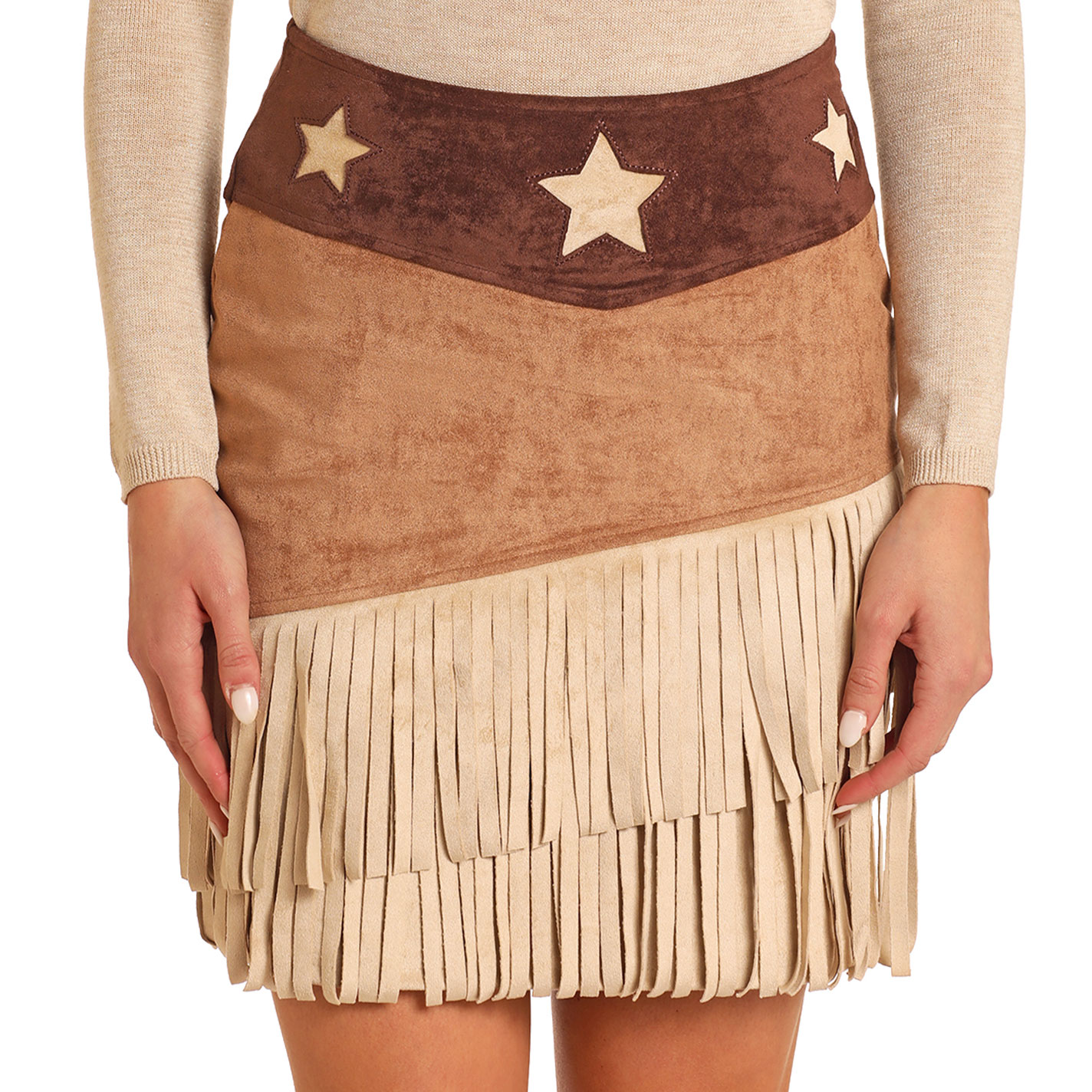Rock & Roll Denim Women's Coffee Shades & Stars Faux Suede Skirt - Image 1