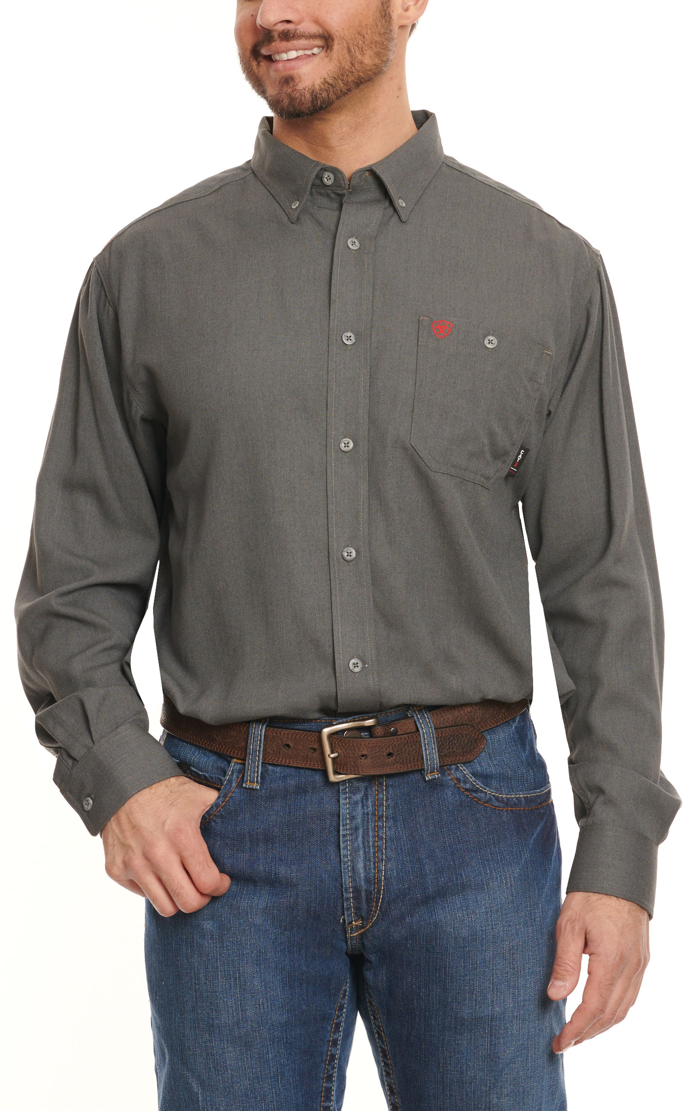 Ariat Men's Air Inherent Gray Heather CAT 2 FR Work Shirt - Image 1