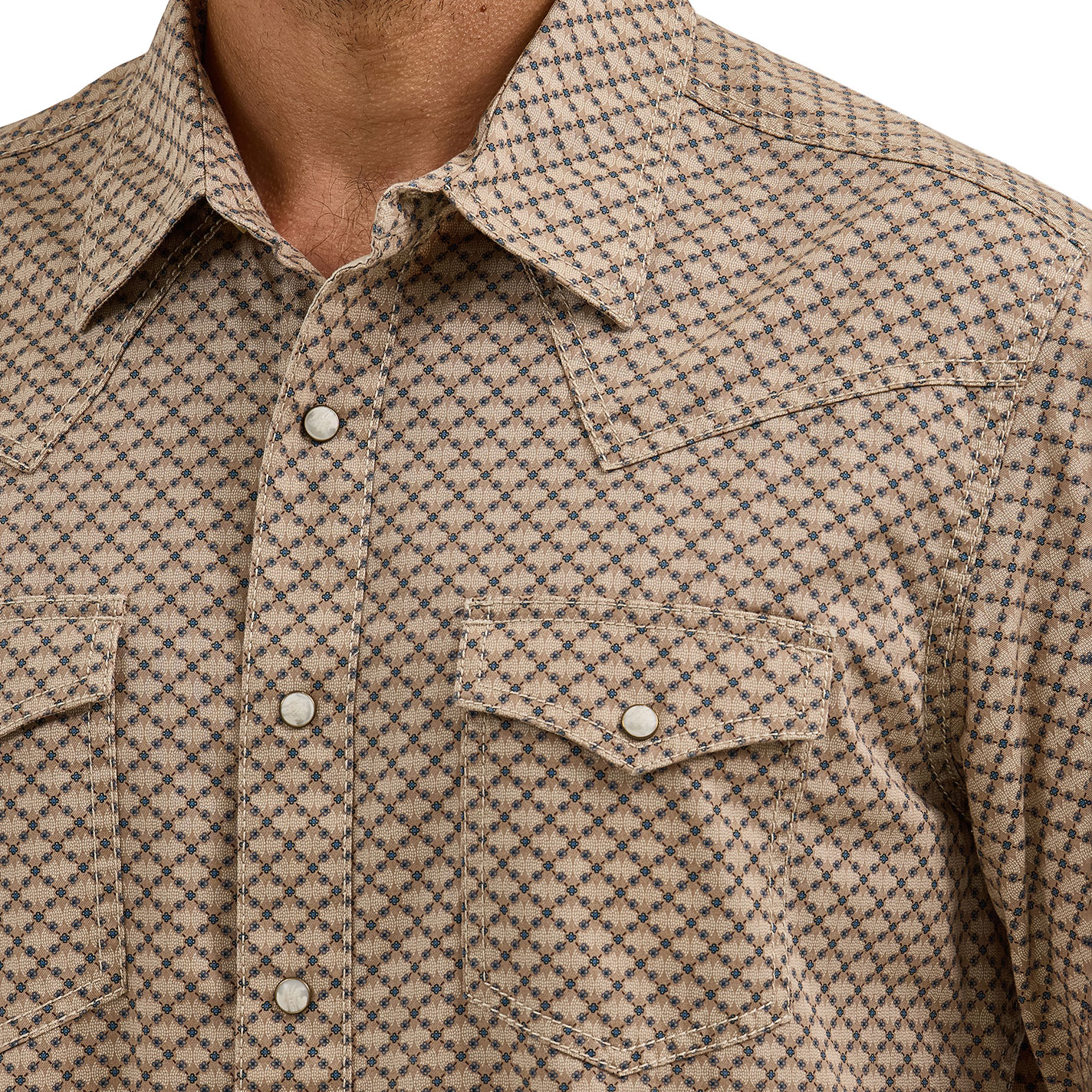 Wrangler Retro Men's Brown Geo Print Western Shirt - Image 1