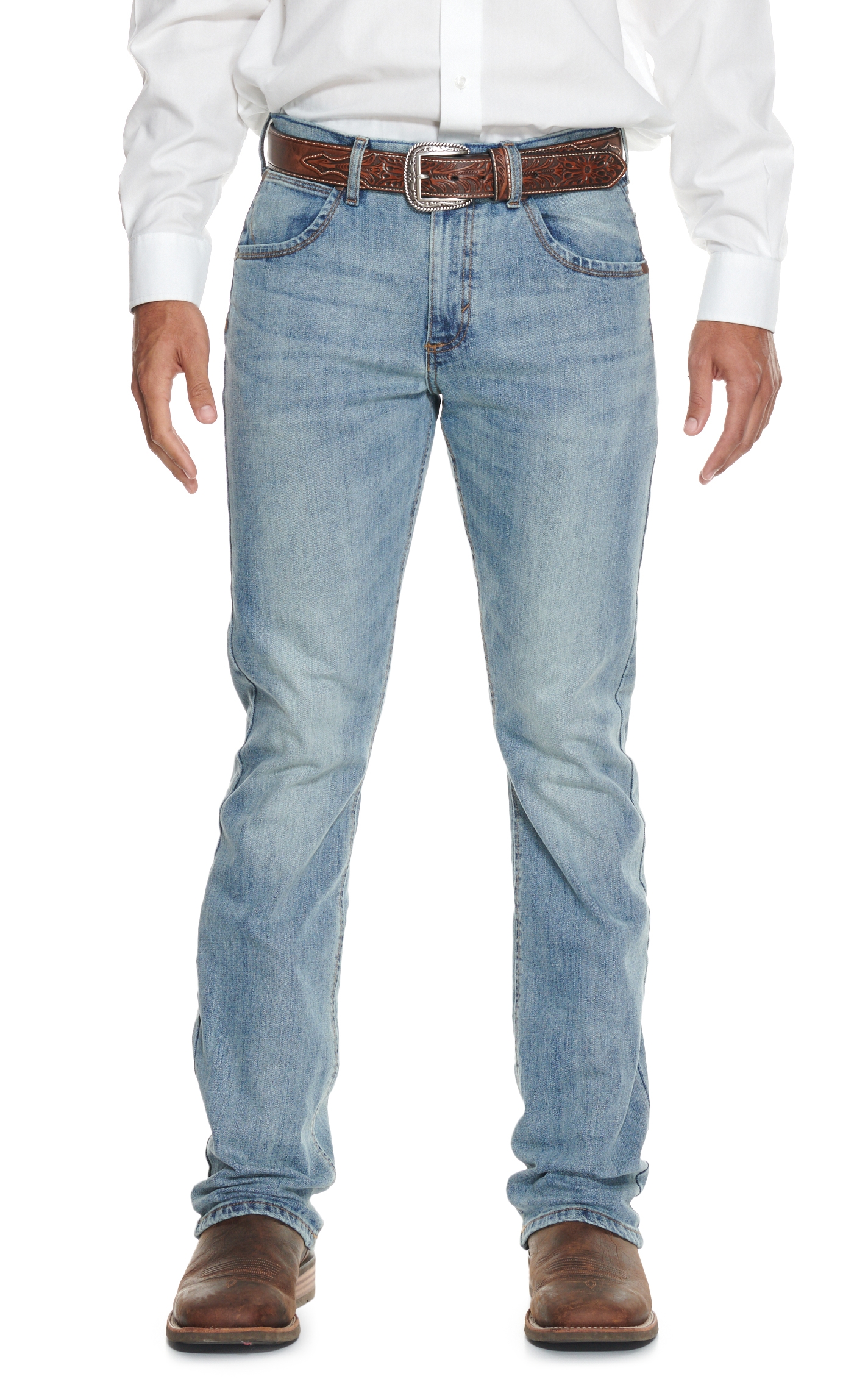 Wrangler Retro Men's Light Wash Slim Fit Boot Cut Jeans - Image 1