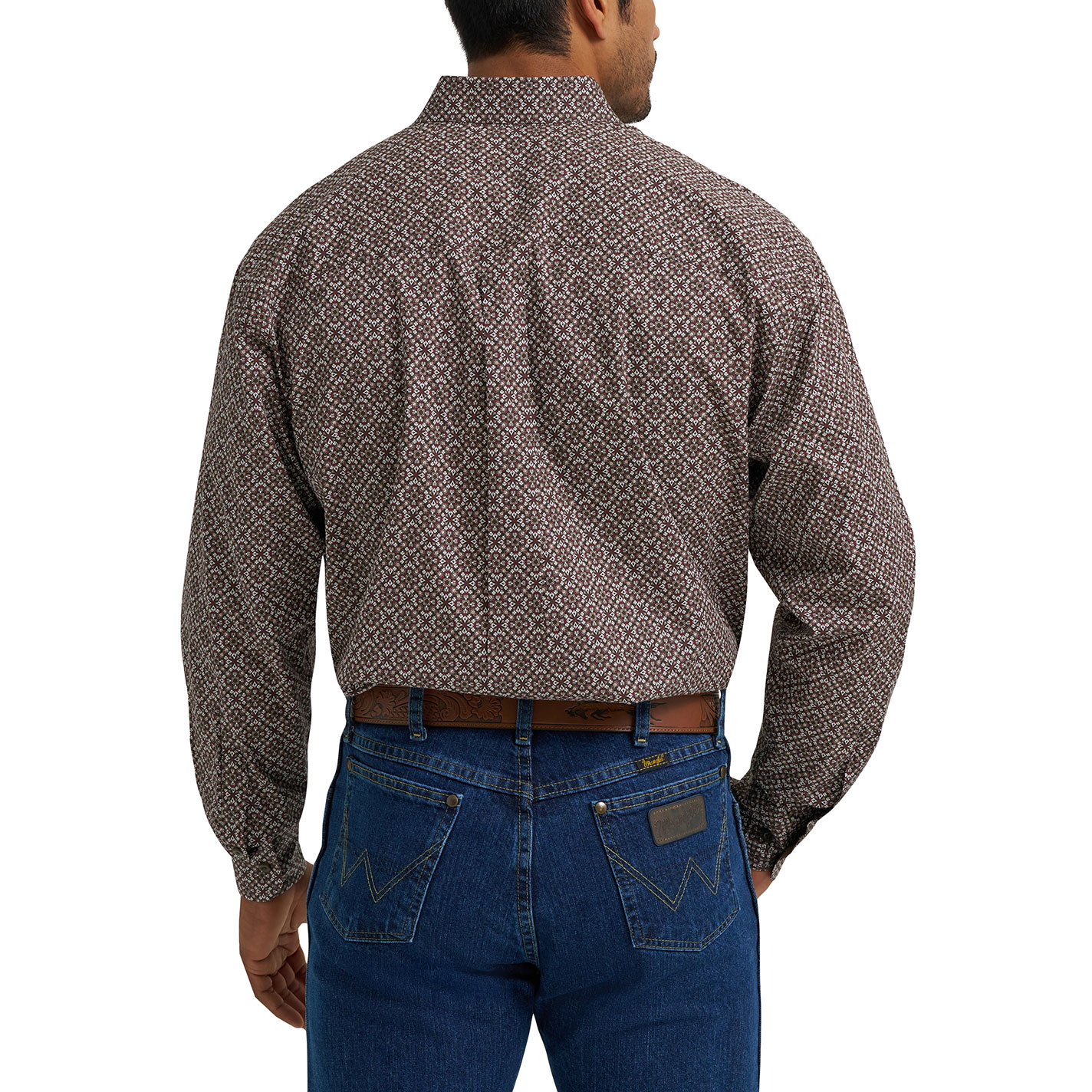 Wrangler George Strait Men's Coffee Burst Print Long Sleeve Western Shirt - Image 1