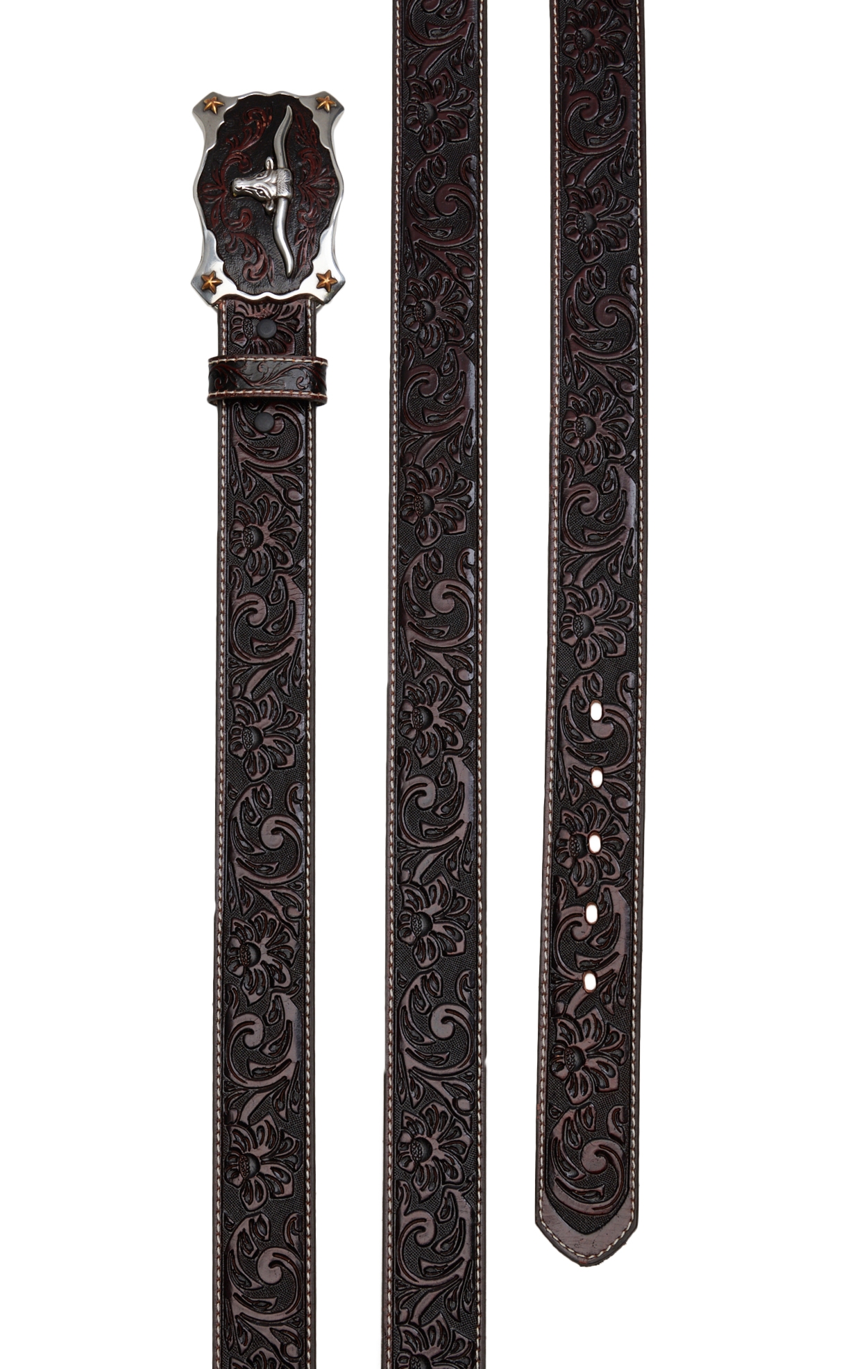 Justin Men's Tan Classic Longhorn Western Belt - Image 1