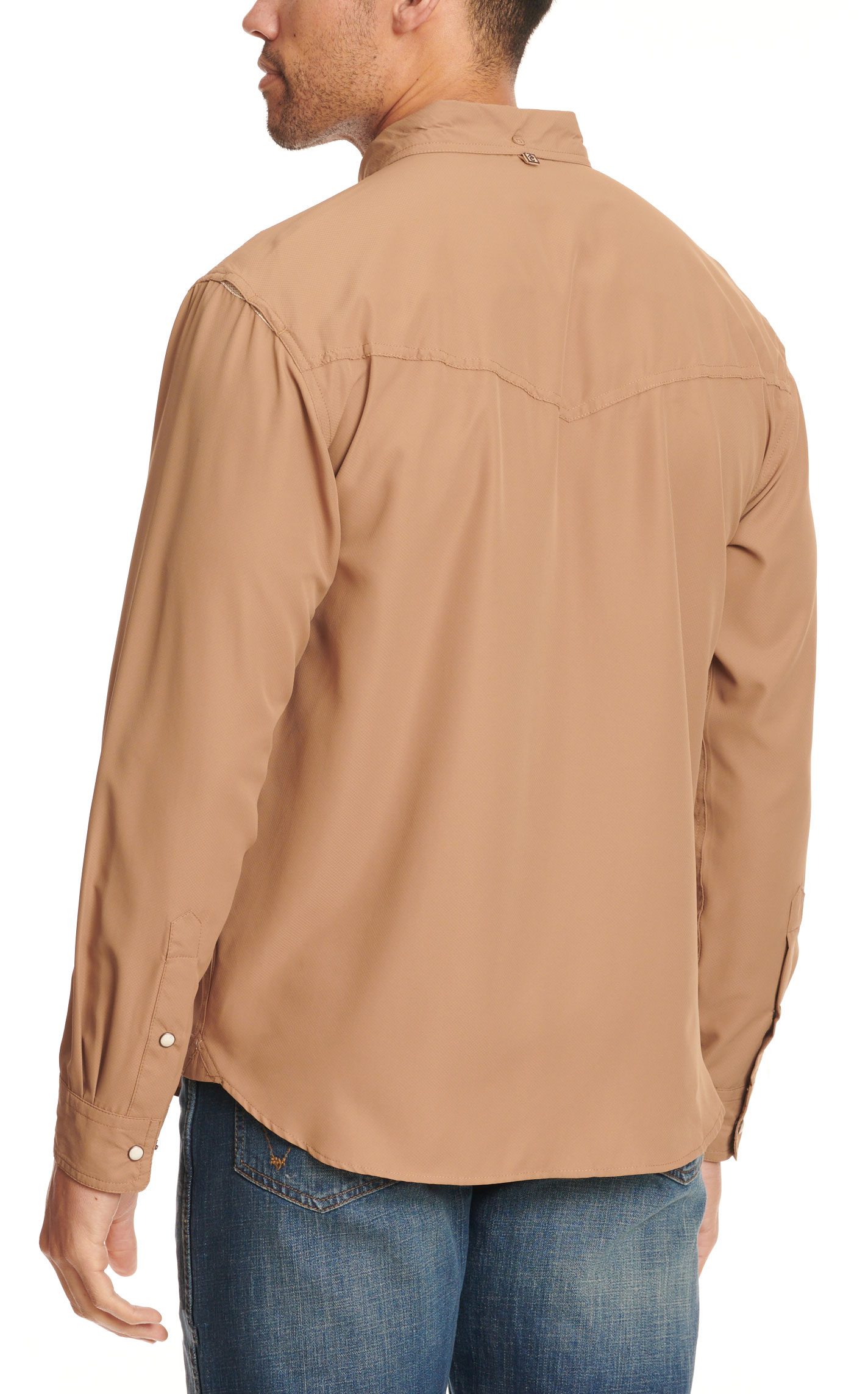 Rafter C Outdoors Men's Camel Long Sleeve Fishing Shirt - Image 1