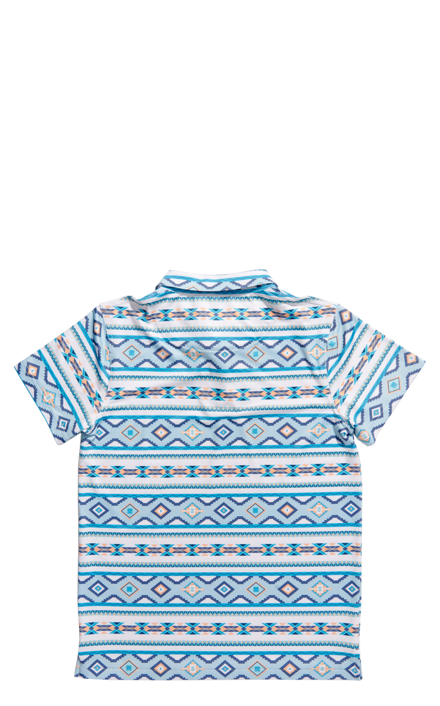 Rafter C Boy's Blue & Goldenrod Aztec Stripe Polo Shirt - Image 1