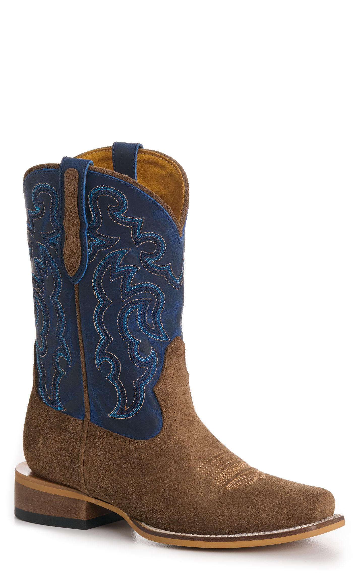 Cavender’s Youth's Blue and Brown Roughout Suede Punchy Toe Cowboy Boots - Image 1